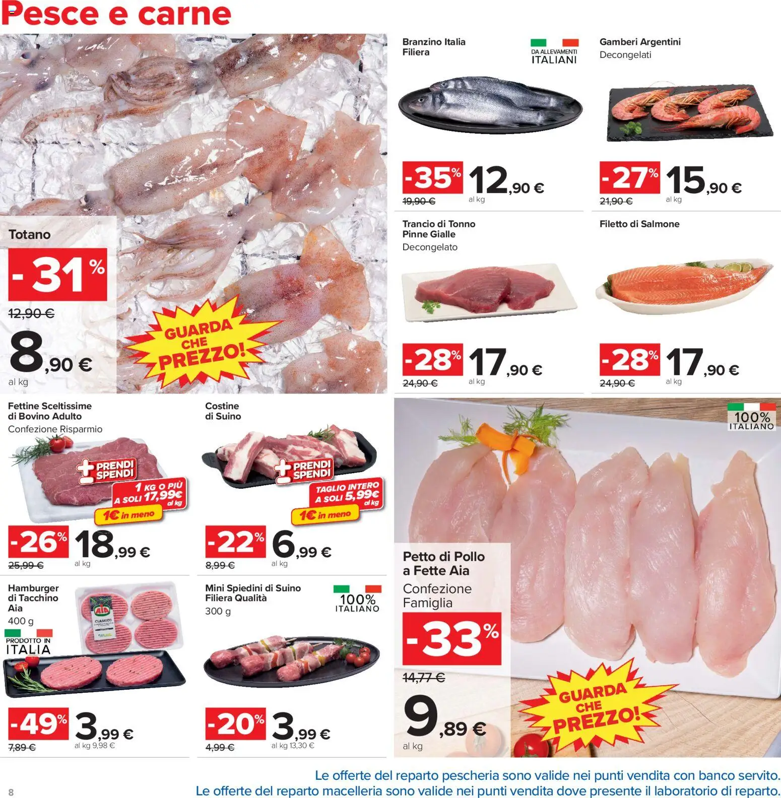 Volantino Carrefour del 13/07/2026 | Pagina: 8 | Prodotti: Pollo, Pesce, Branzino, Suino
