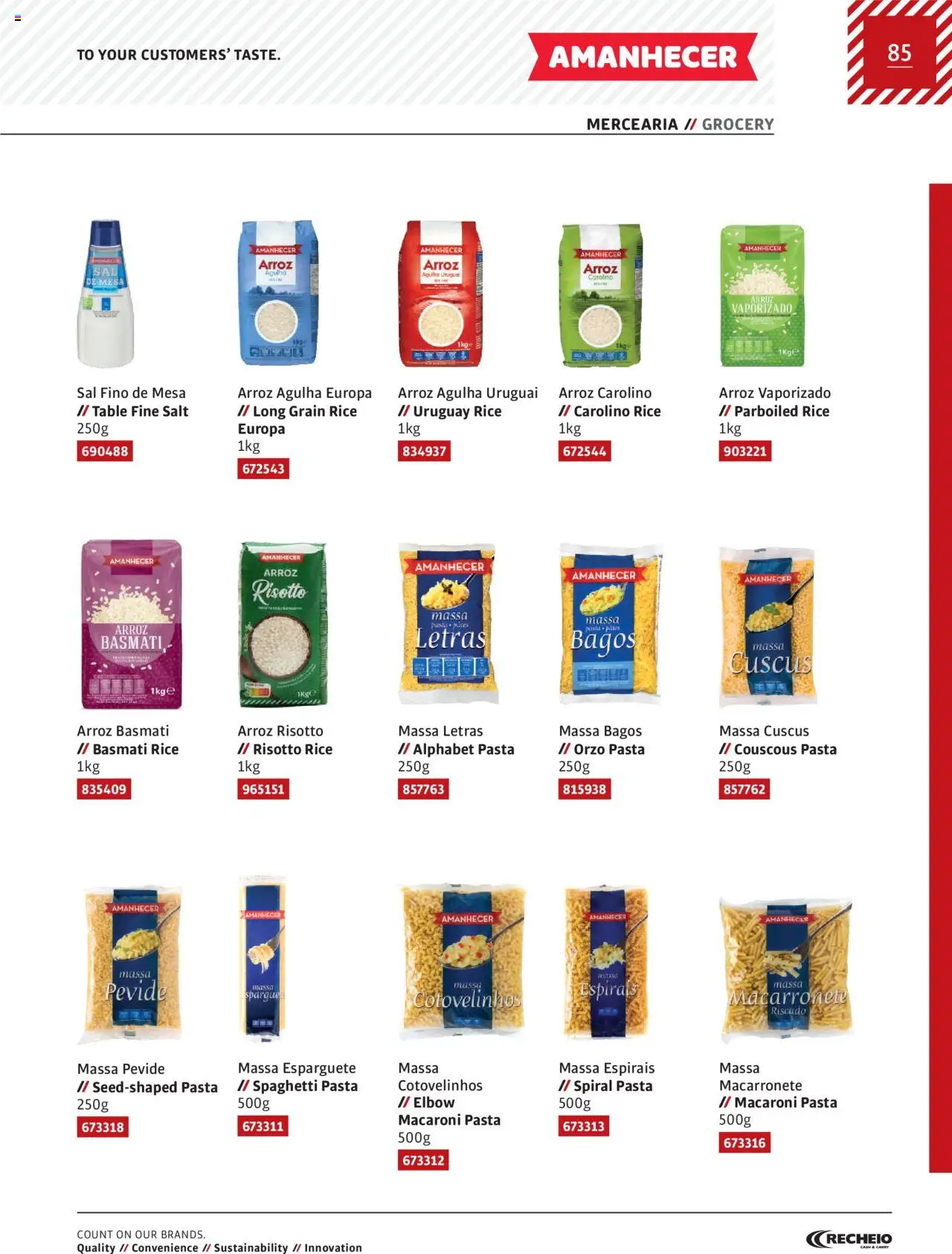 Recheio AS NOSSAS MARCAS │ válido de 19/12/2023 | Página: 85 | Produtos: Esparguete, Sal, Mesa, Arroz