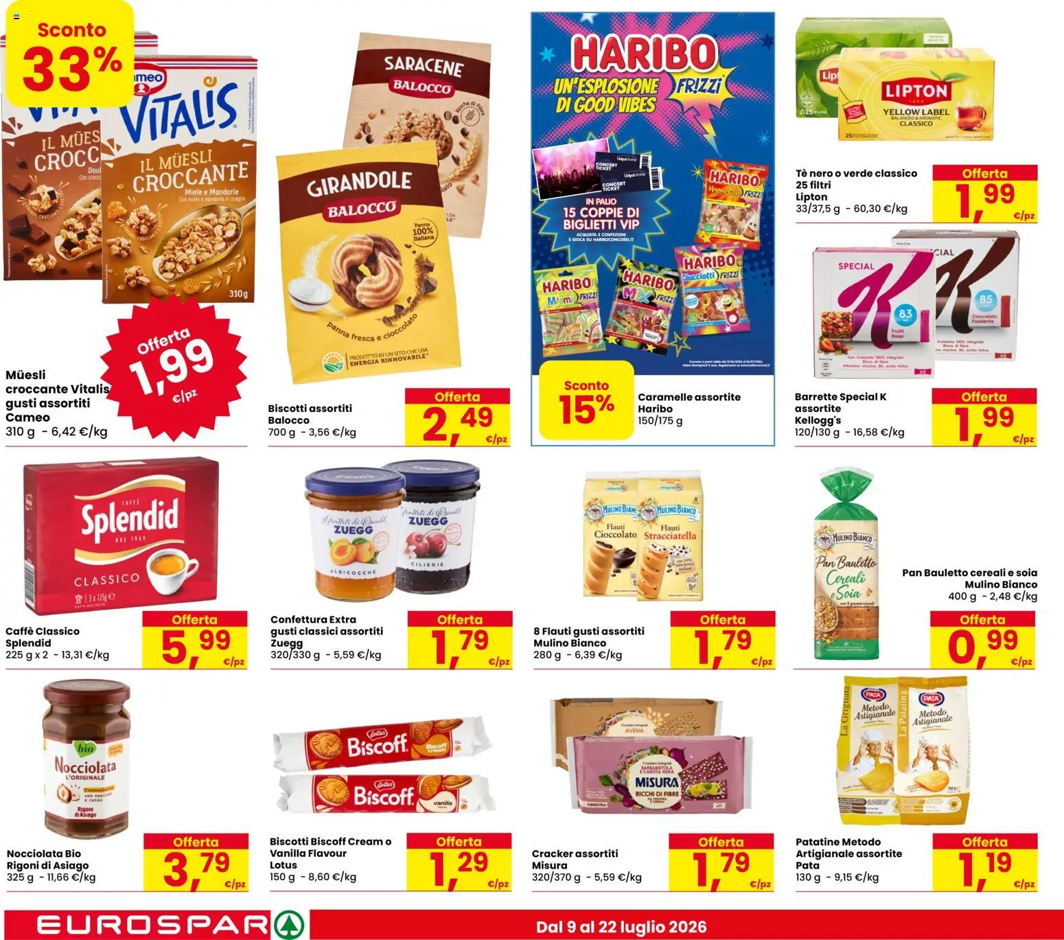 Volantino Despar del 09/07/2026 | Pagina: 14 | Prodotti: Cereali, Patatine, Mandorle, Stracciatella