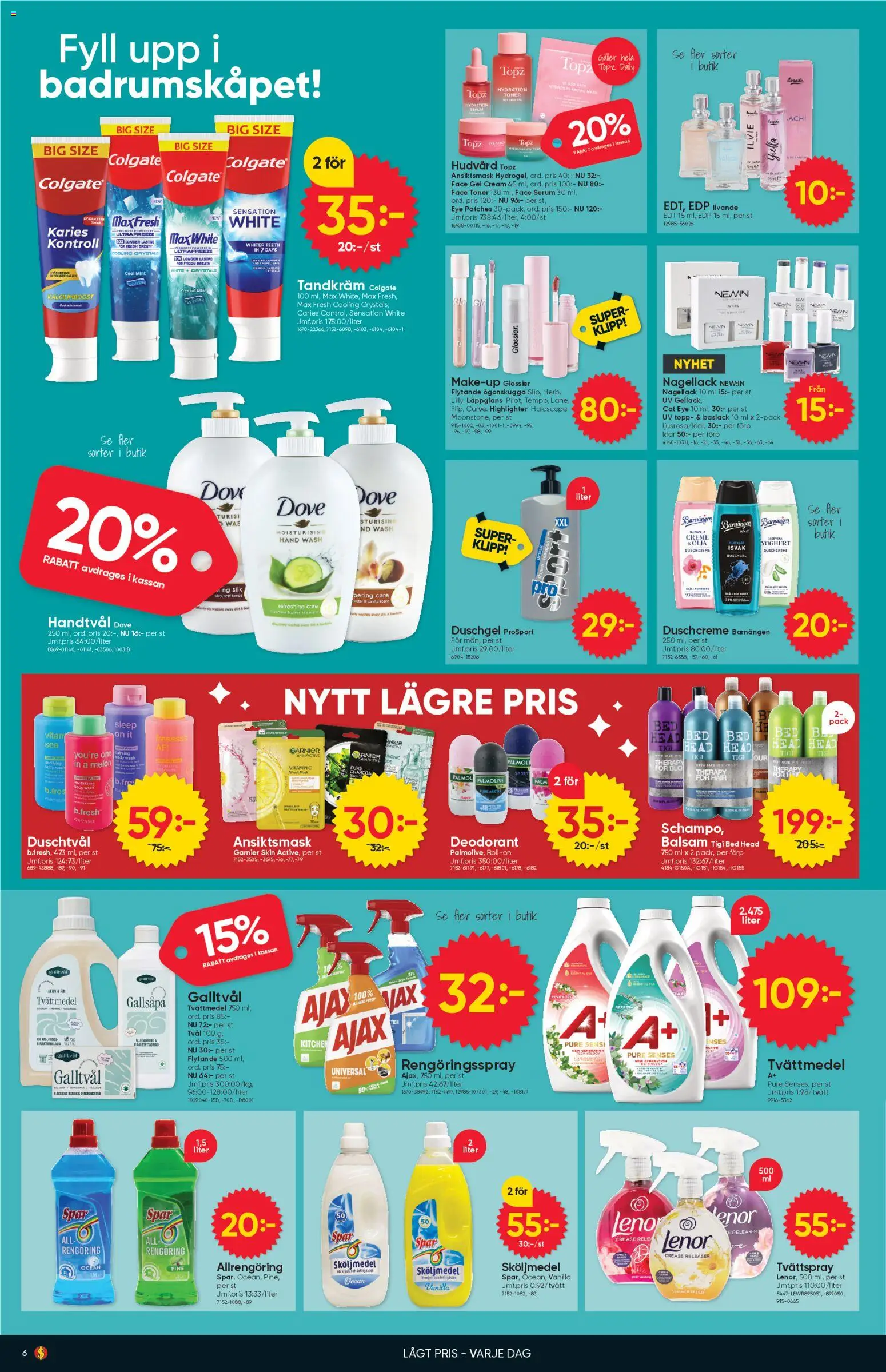 Dollar Store reklamblad aktuell från 27.04.2026 | Sida: 6 | Produkter: Nagellack, Tandkräm, Palm, Handtvål