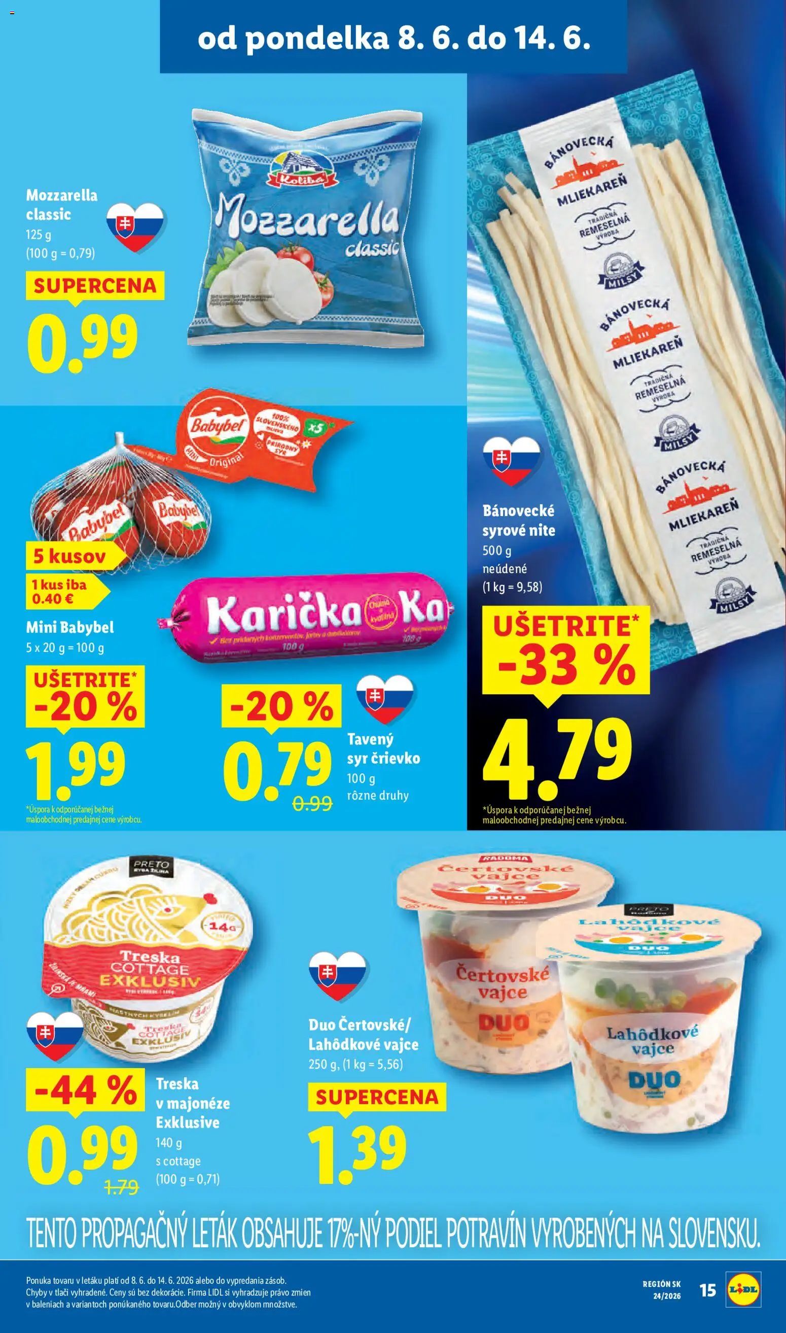 Nové Lidl akcie – leták je platný od 08.06.2026 | Strana: 25 | Produkty: Syr, Mozzarella, Ryba, Treska