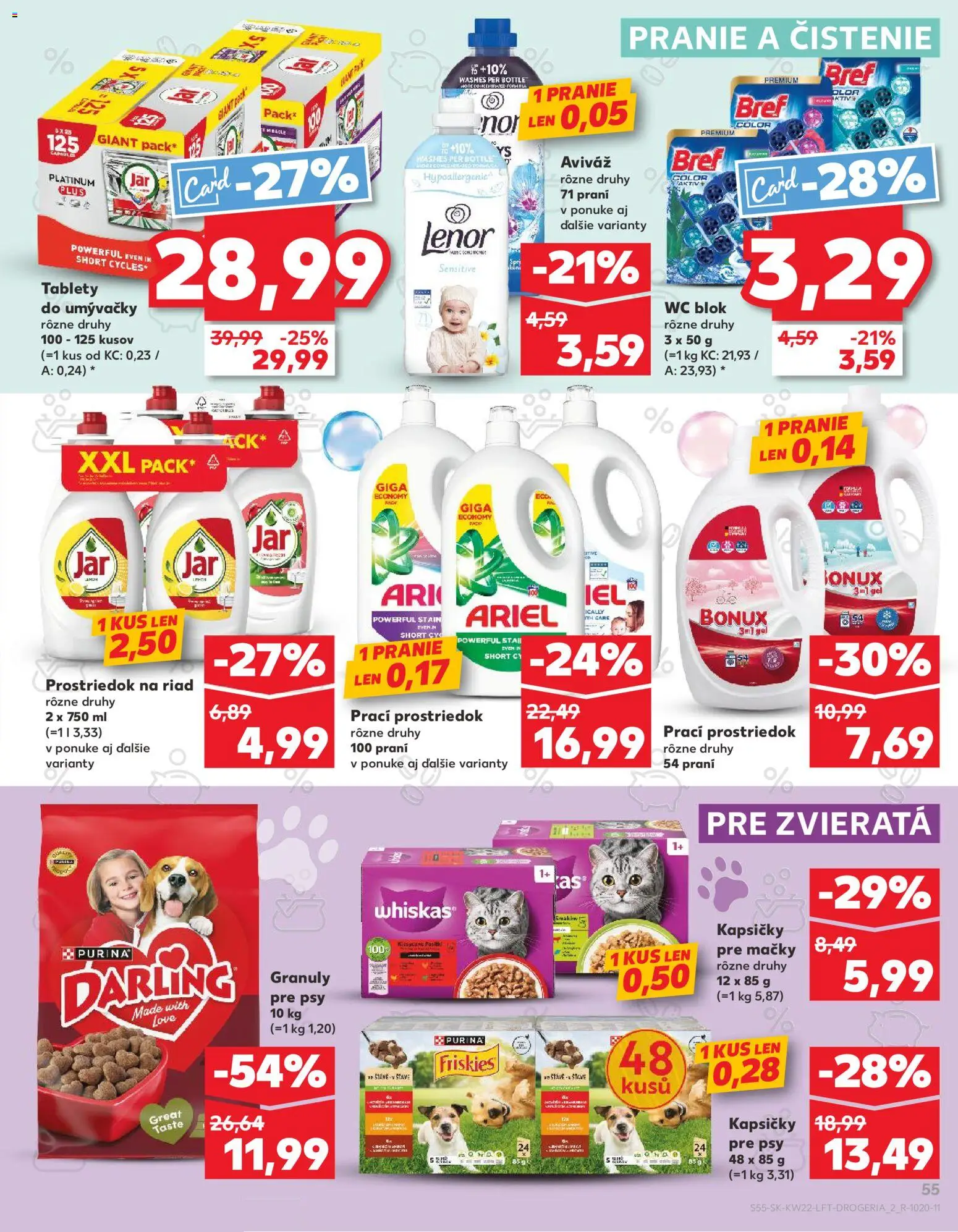 Nové Kaufland akcie – leták je platný od 28.05.2026 | Strana: 55 | Produkty: Riad, Friskies, Whiskas, Jar