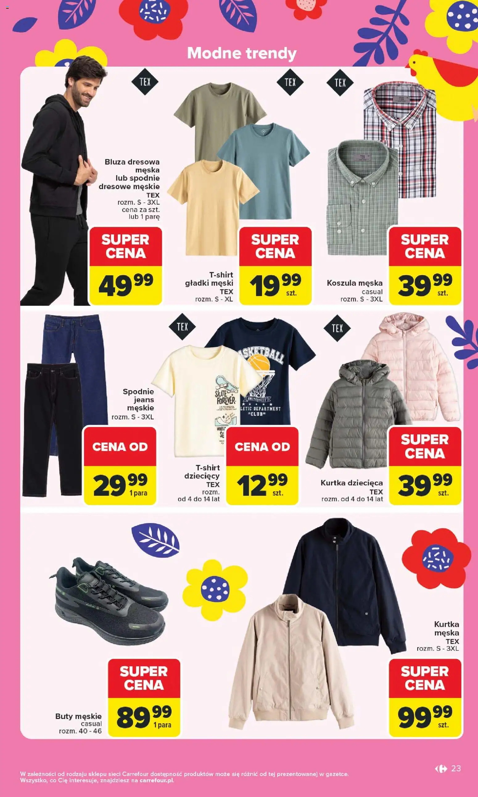 Carrefour gazetka - Łap Wielkanocne okazje od 16.03.2026 | Strona: 23 | Produkty: Koszula, Kurtka, Spodnie, Buty męskie