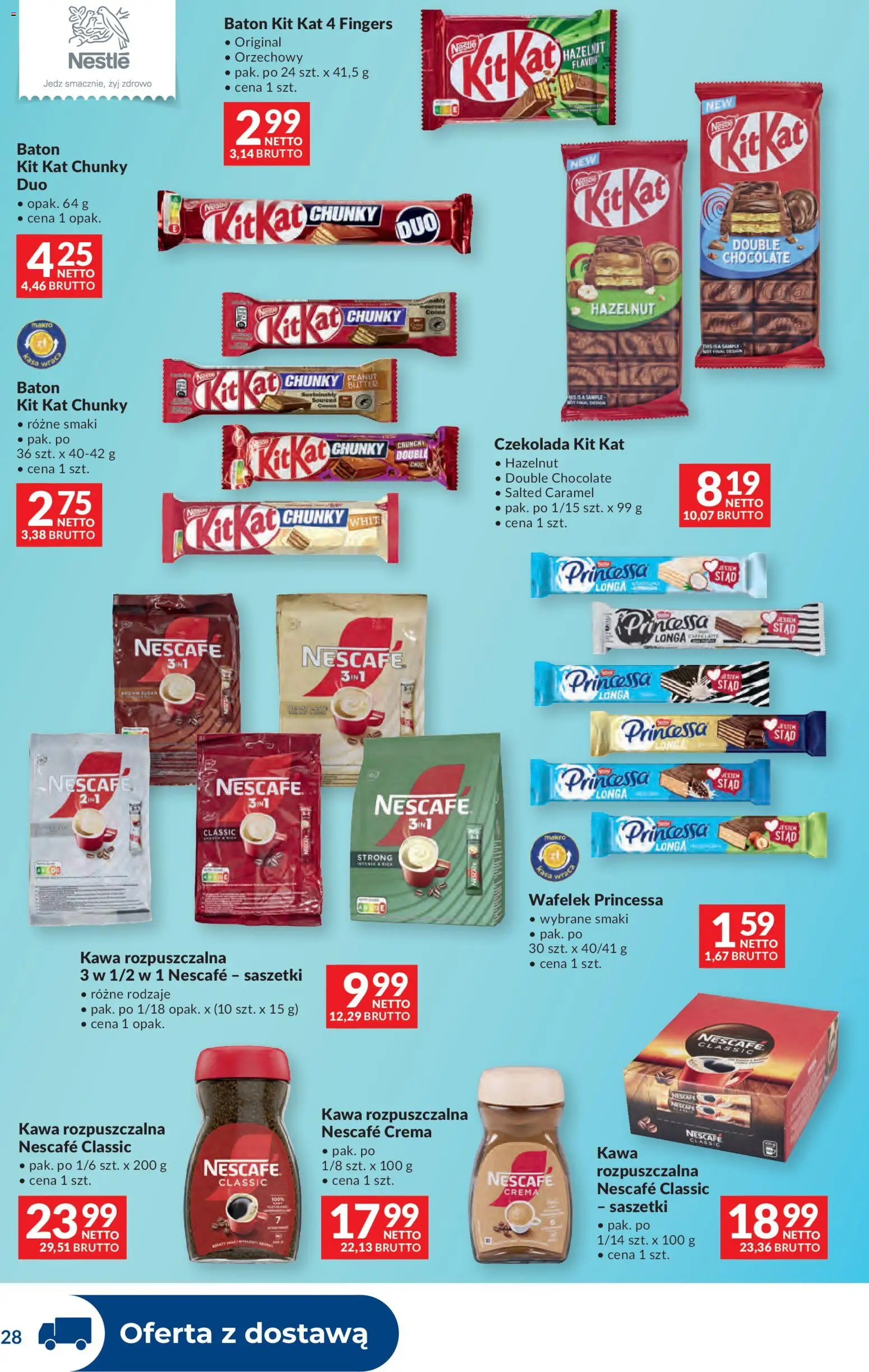Makro gazetka - Dystrybucja do sklepów od 14.04.2026 | Strona: 28 | Produkty: Nescafe, Kawa rozpuszczalna, Baton, Kawa