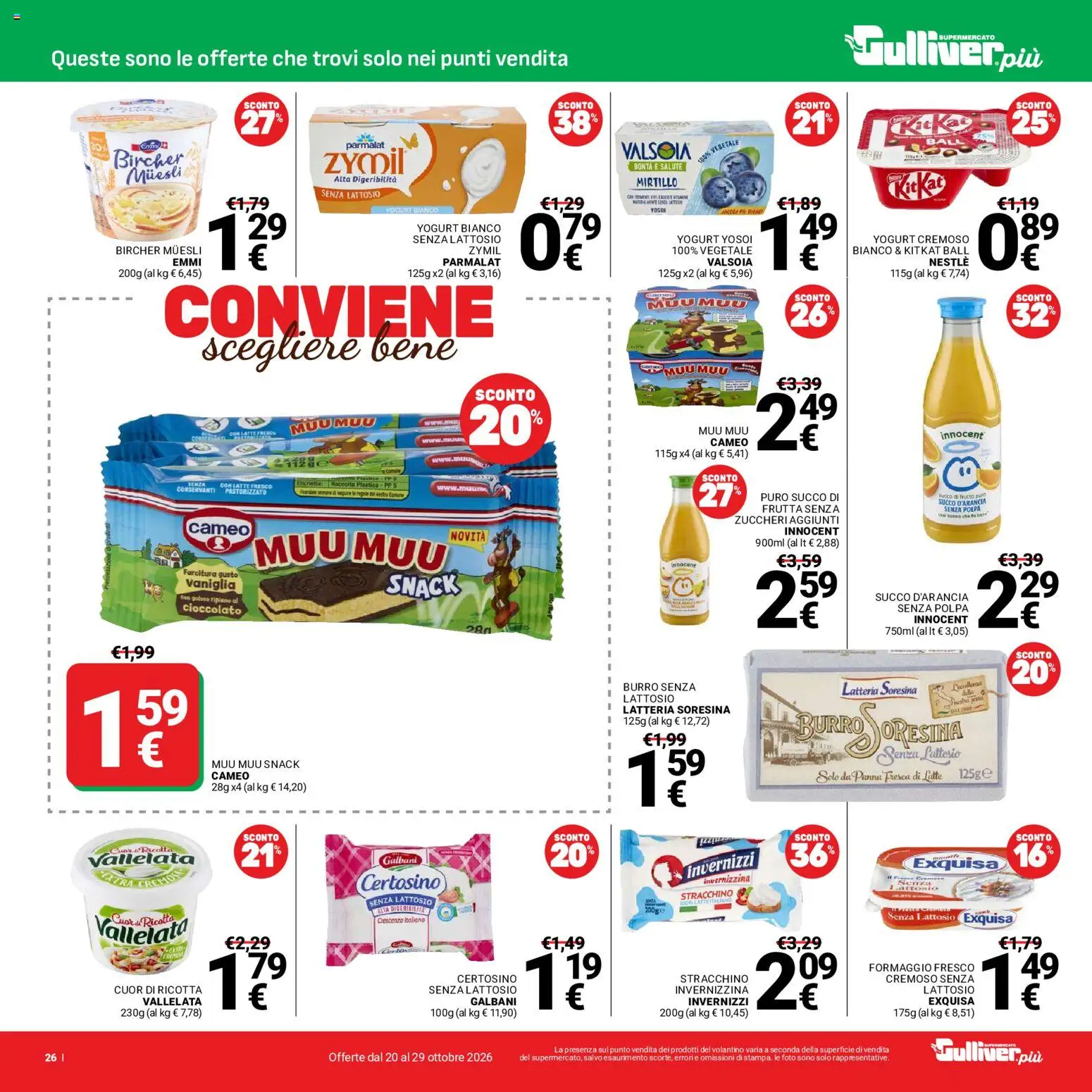 Volantino Gulliver del 20/10/2026 | Pagina: 26 | Prodotti: Panna, Frutta, Ricotta, Yogurt bianco