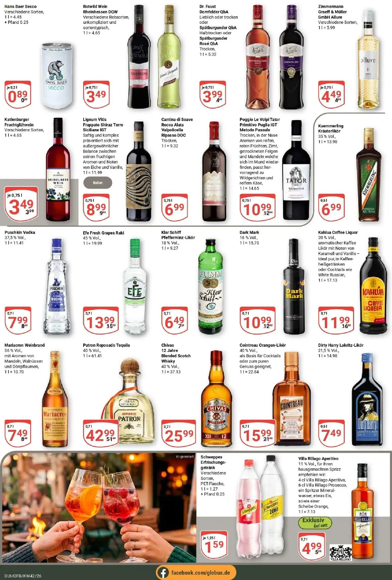 Globus Prospekt Duisburg (ab 12.10.2026) » Angebote online | Seite: 19 | Produkte: Likör, Mariacron, Vanille, Wein