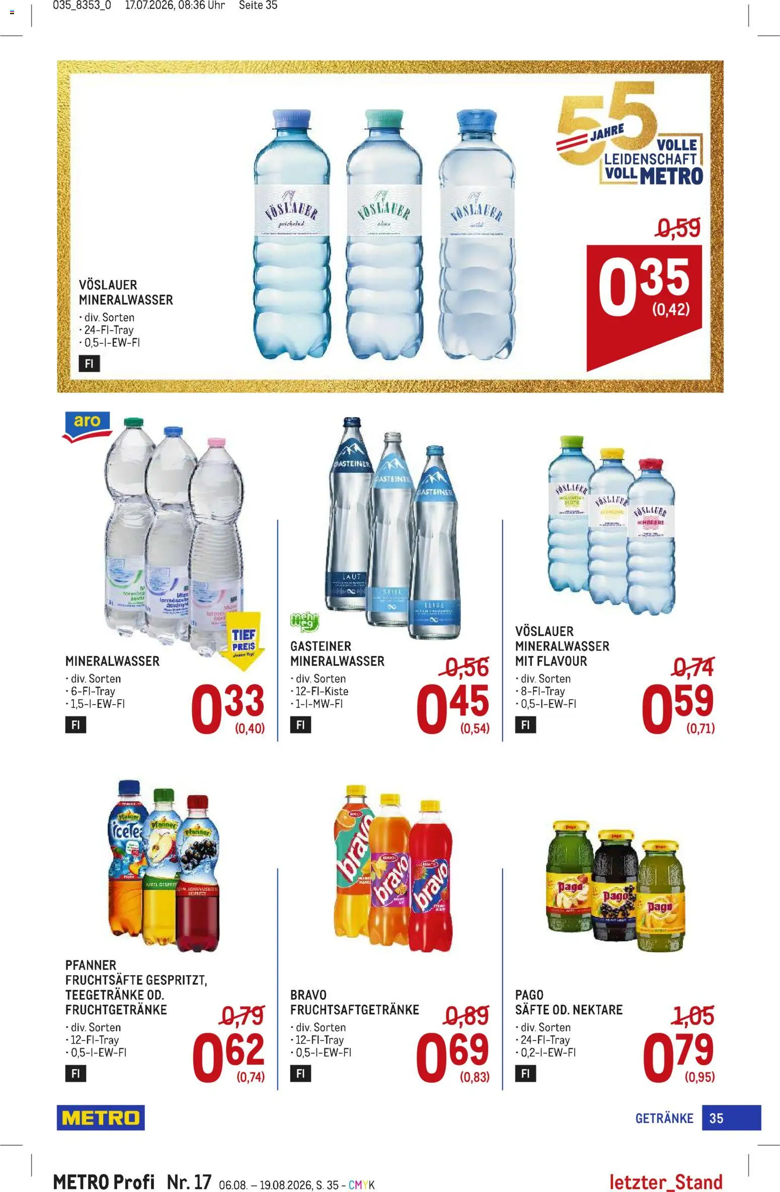 Metro angebote Profi gültig ab 06.08.2026 | Seite: 35 | Produkte: Getränke, Himbeere, Uhr, Mineralwasser