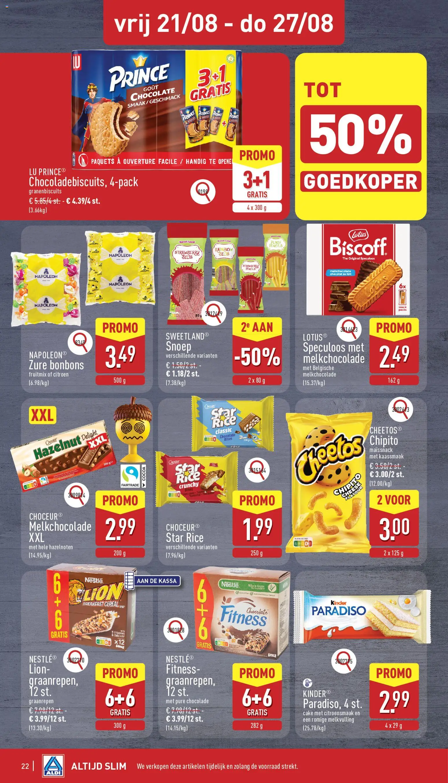 {H1} | Pagina: 22 | Producten: Kinder, Lotus, Snacks, Citroen