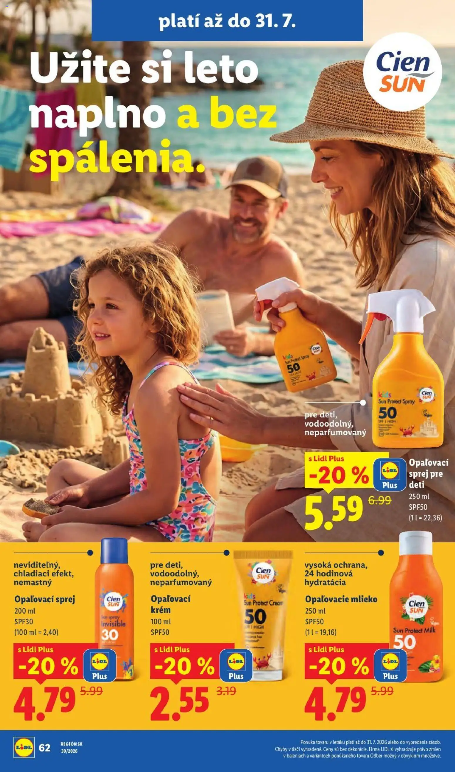 Nové Lidl akcie – leták je platný od 20.07.2026 | Strana: 88 | Produkty: Mlieko, Opaľovací krém, Krém