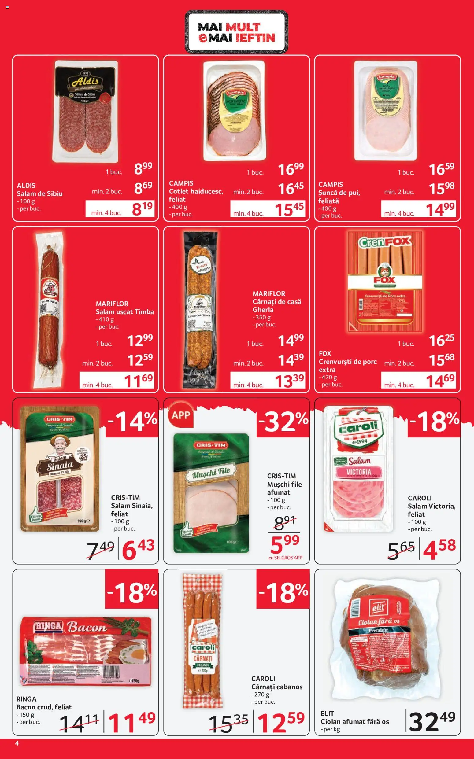 Noul catalog Selgros – valabil de la 15.05.2026 | Pagină: 4 | Produse: Lait de coco, Crenvurști, Salam, Cârnați