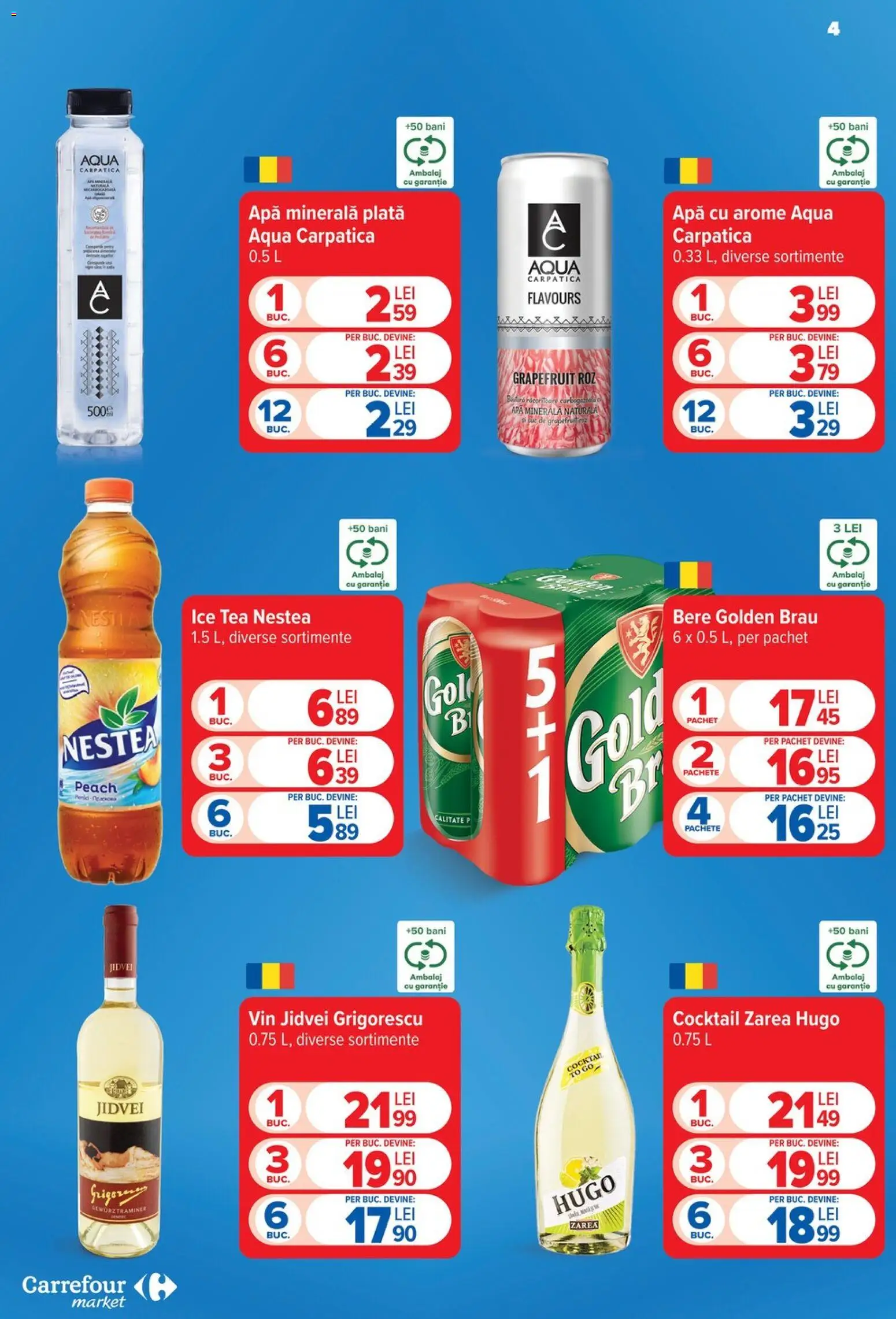 Noul catalog Carrefour – valabil de la 29.07.2026 | Pagină: 4 | Produse: Atıştırmalık, Yazı tahtası kalemi, Bere, Apă