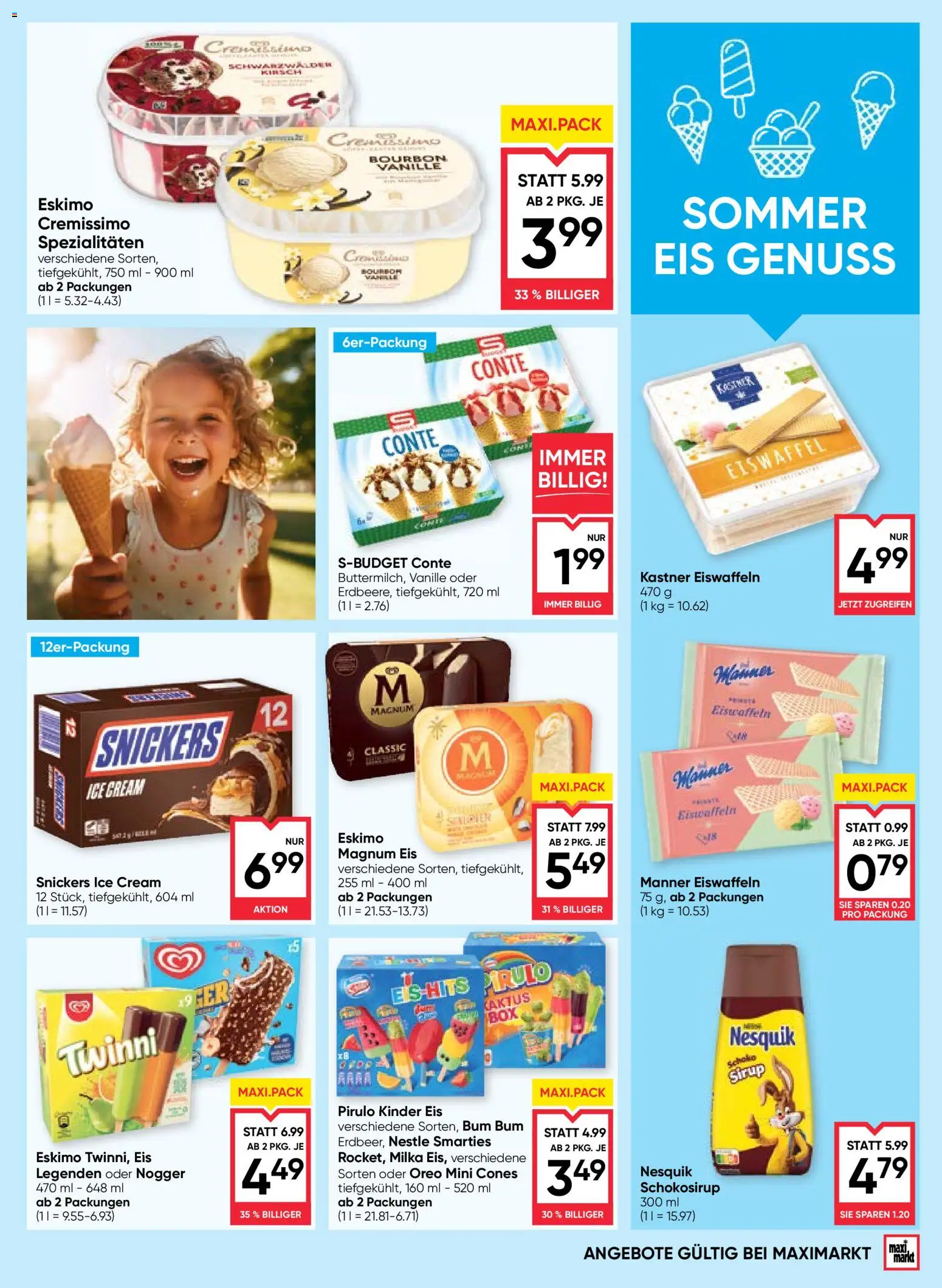 Maximarkt Flugblatt gültig ab 25.06.2026 | Seite: 7 | Produkte: Eis, Bourbon