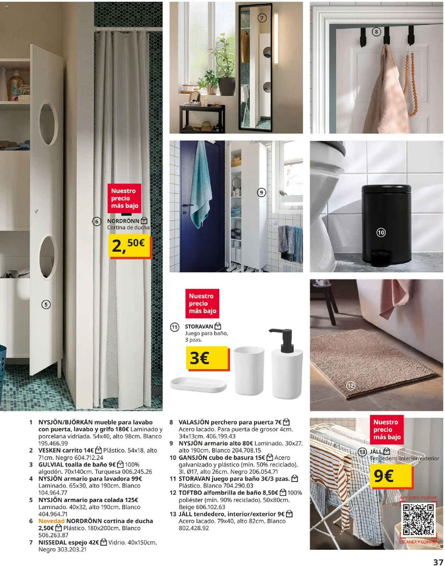 IKEA - Precios bajos │ válido desde el 01/09/2026 | Página: 37 | Productos: Toalla de baño, Armario, Baño, Cubo de basura