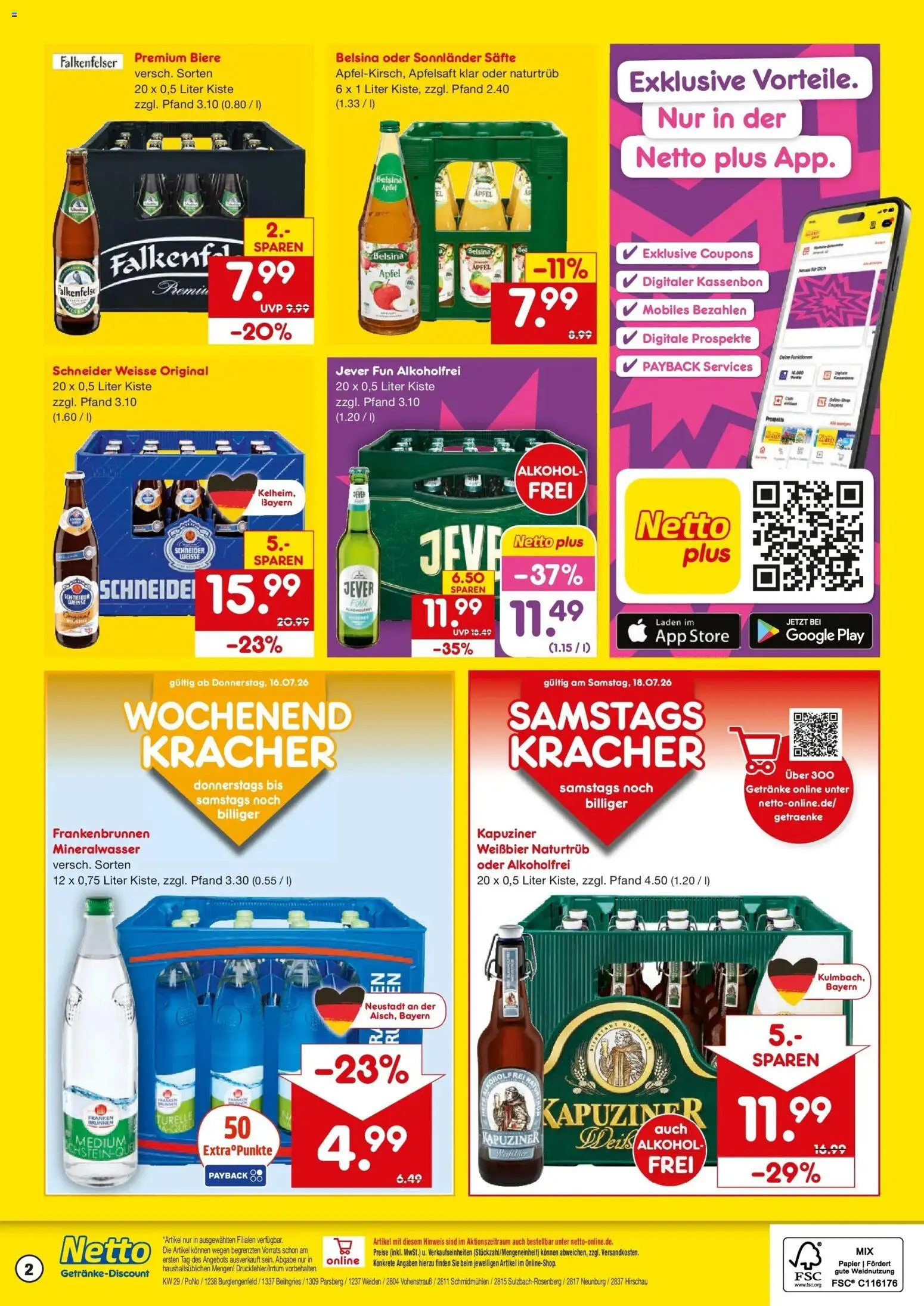 Netto Marken-Discount Prospekt Neunburg Vorm Wald – gültig ab 13.07.2026 | Seite: 2 | Produkte: Weißbier, Äpfel, Apfelsaft, Mineralwasser