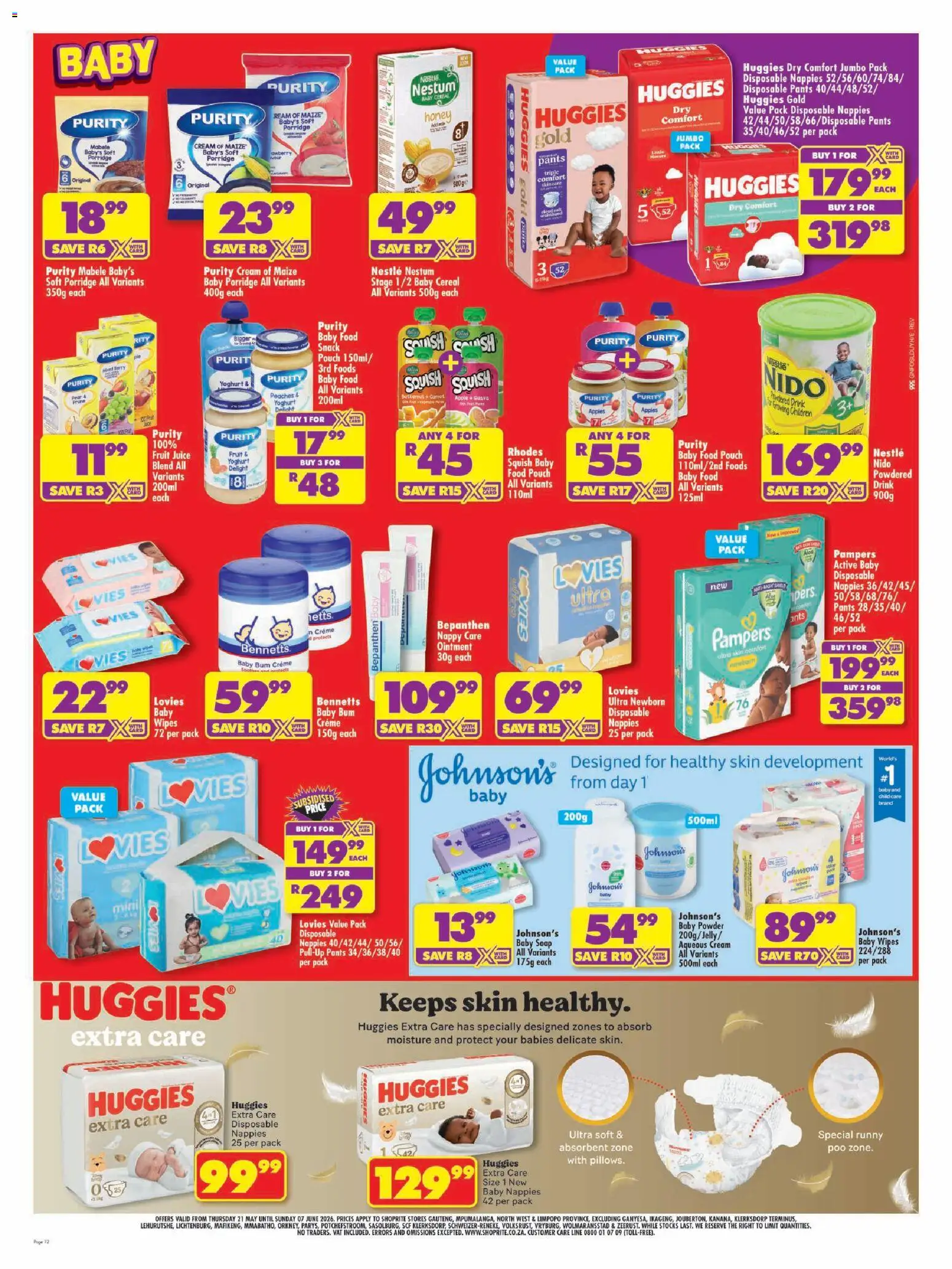 New Shoprite catalogue – valid from 21.05.2026 | Page: 12 | Products: Pants, Powder, Fruit, Nappies