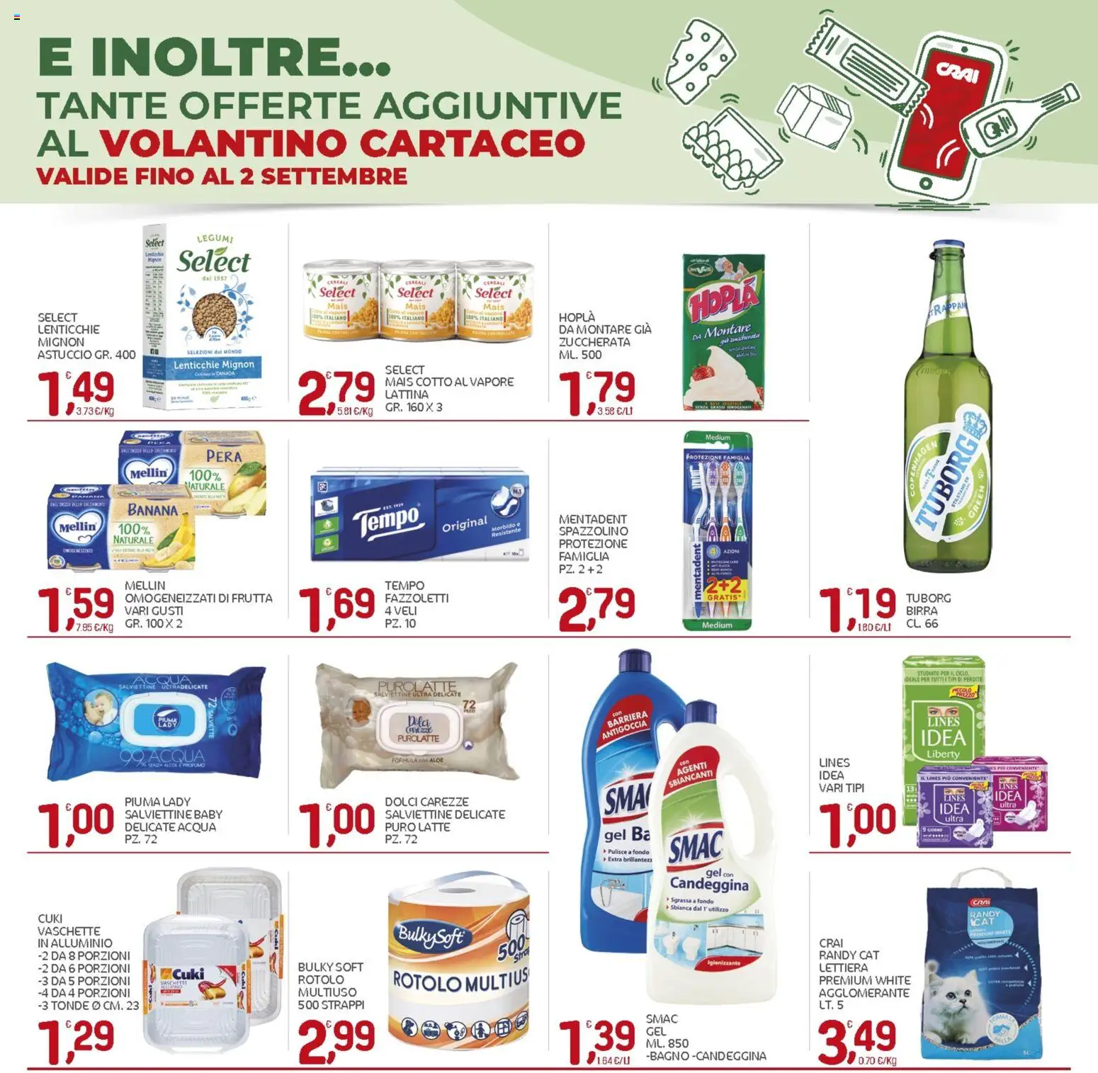 Volantino CRAI del 20/08/2026 | Pagina: 15 | Prodotti: Candeggina, Acqua, Pera, Astuccio