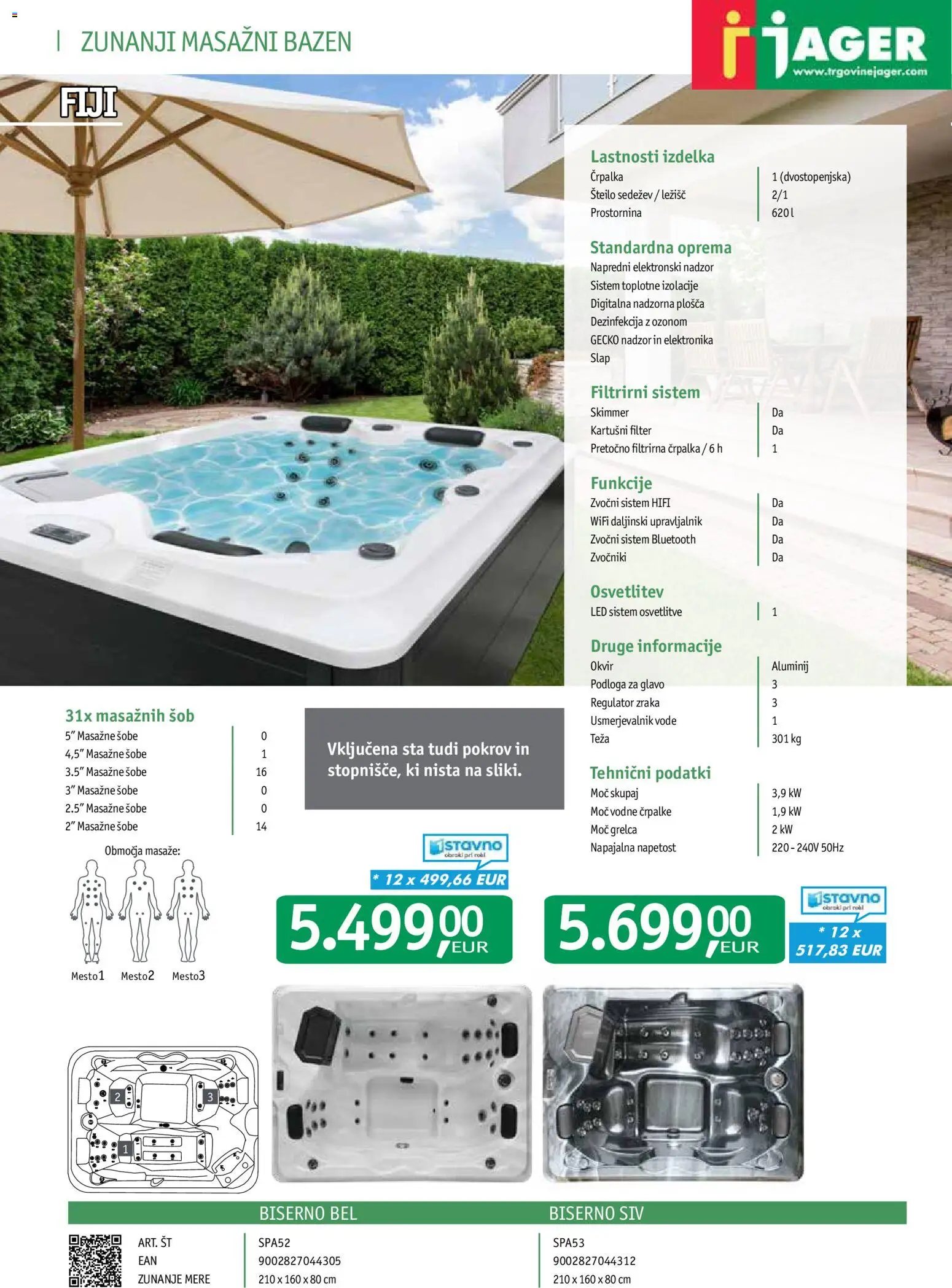 Novi Jager katalog ponudbe – veljaven od 01.10.2026 | Stran: 44 | Izdelki: Bazen, Teza, Okvir, Masažni bazen