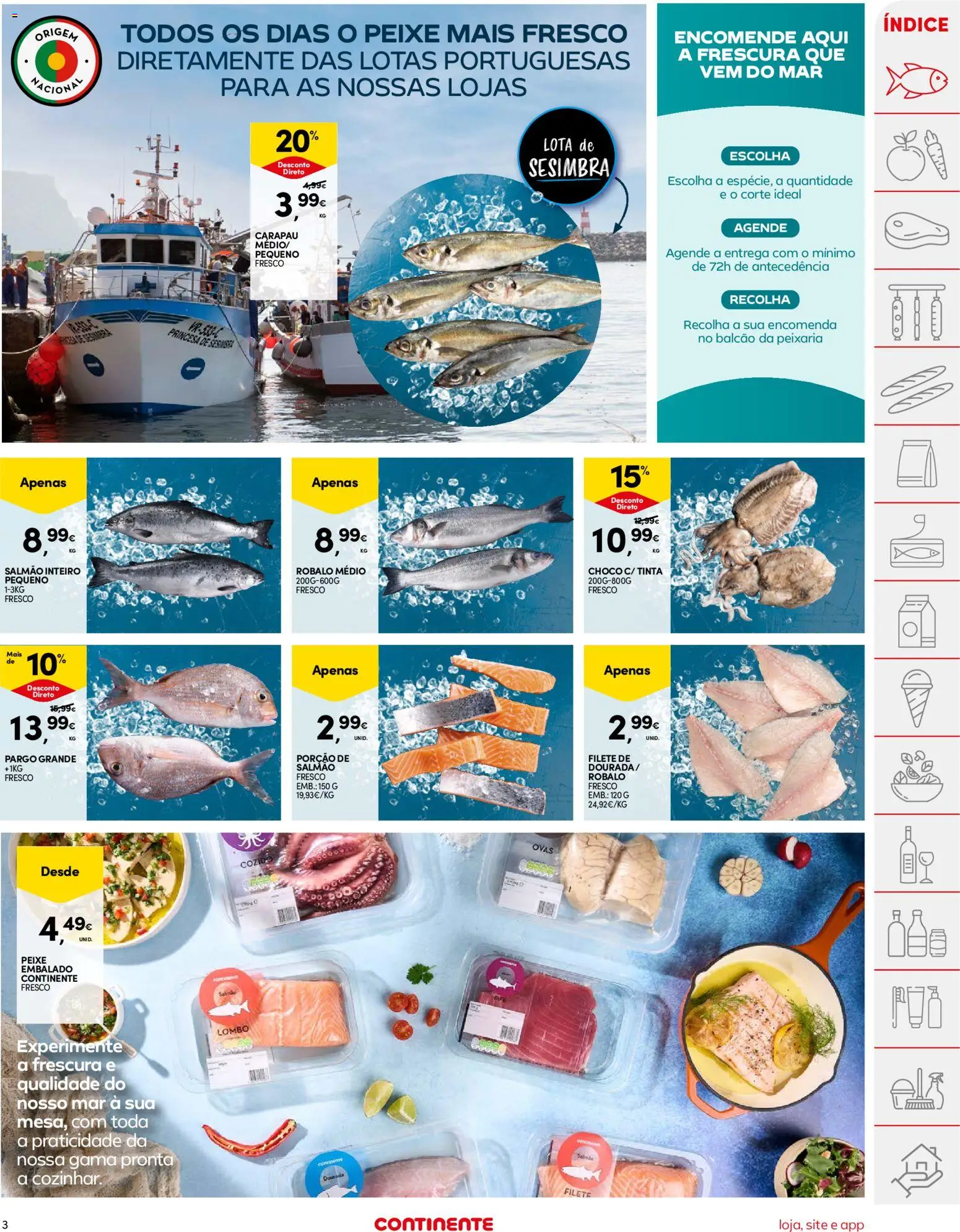 Continente folheto │ válido de 20/10/2026 | Página: 3 | Produtos: Dourada, Tinta, Salmão, Lombo