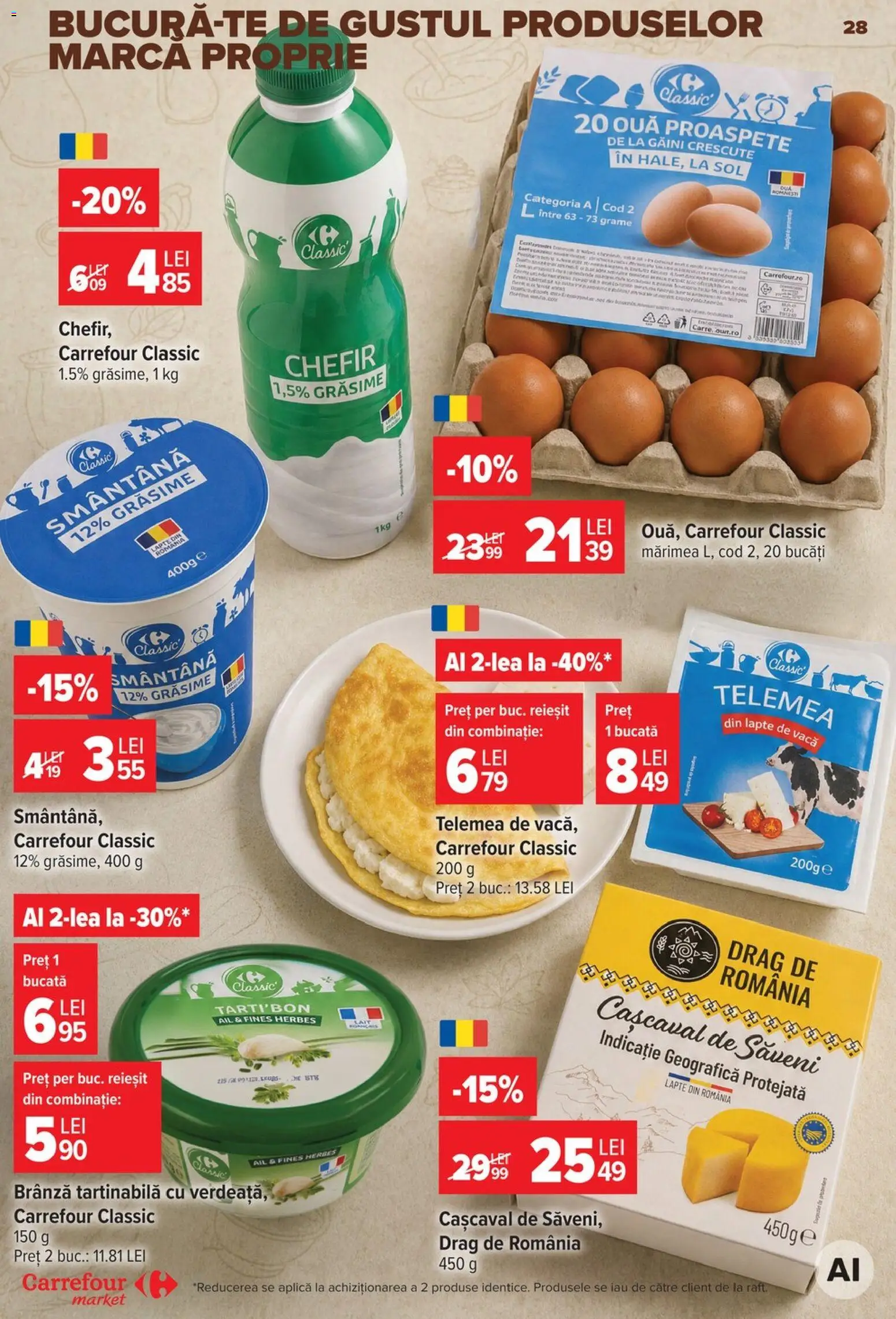 Noul catalog Carrefour – valabil de la 26.08.2026 | Pagină: 28 | Produse: Chefir, Cașcaval, Brânză, Smântână