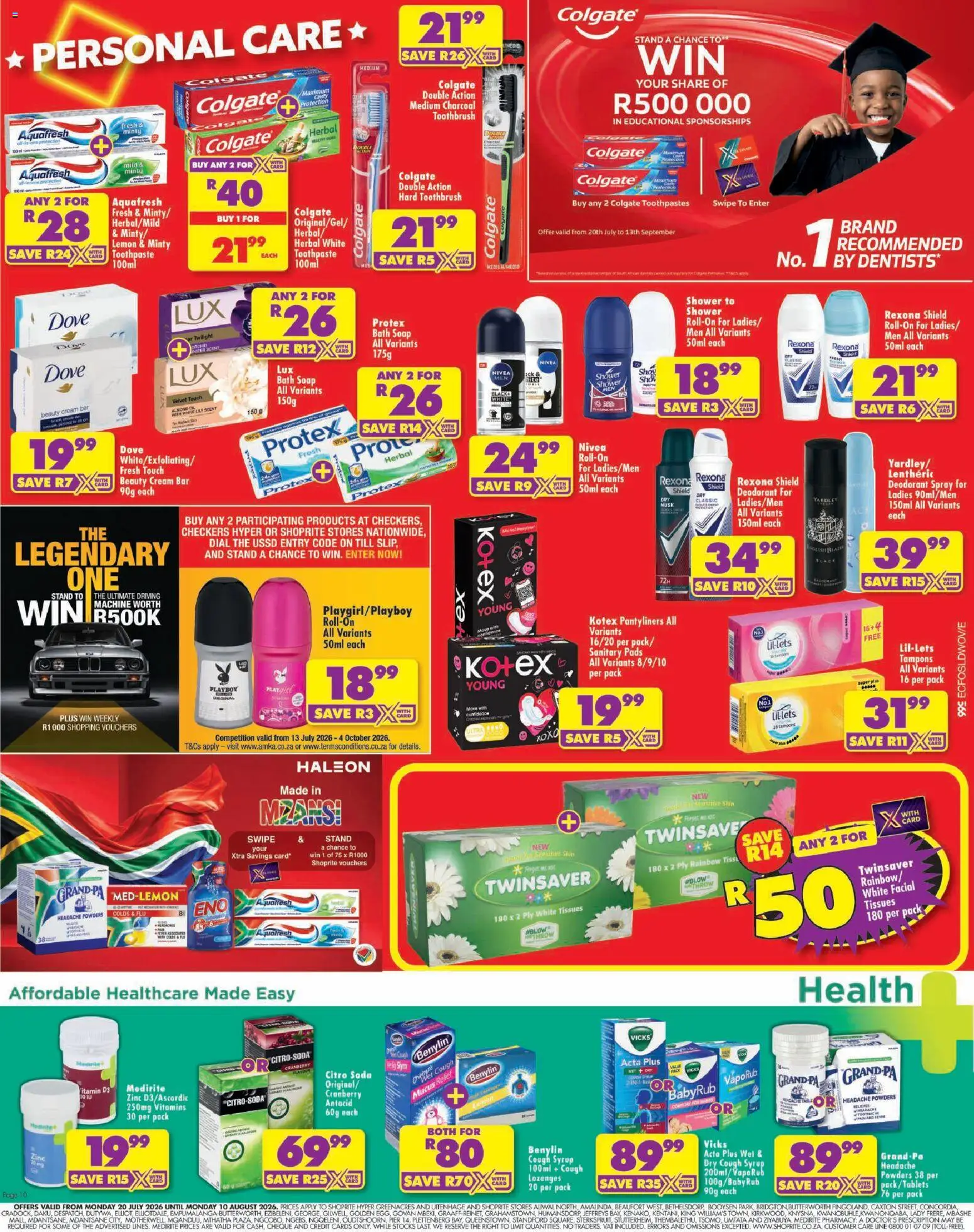 New Shoprite catalogue – valid from 20/07/2026 | Page: 10 | Products: Bath, Vitamins, Cough syrup, Lemon