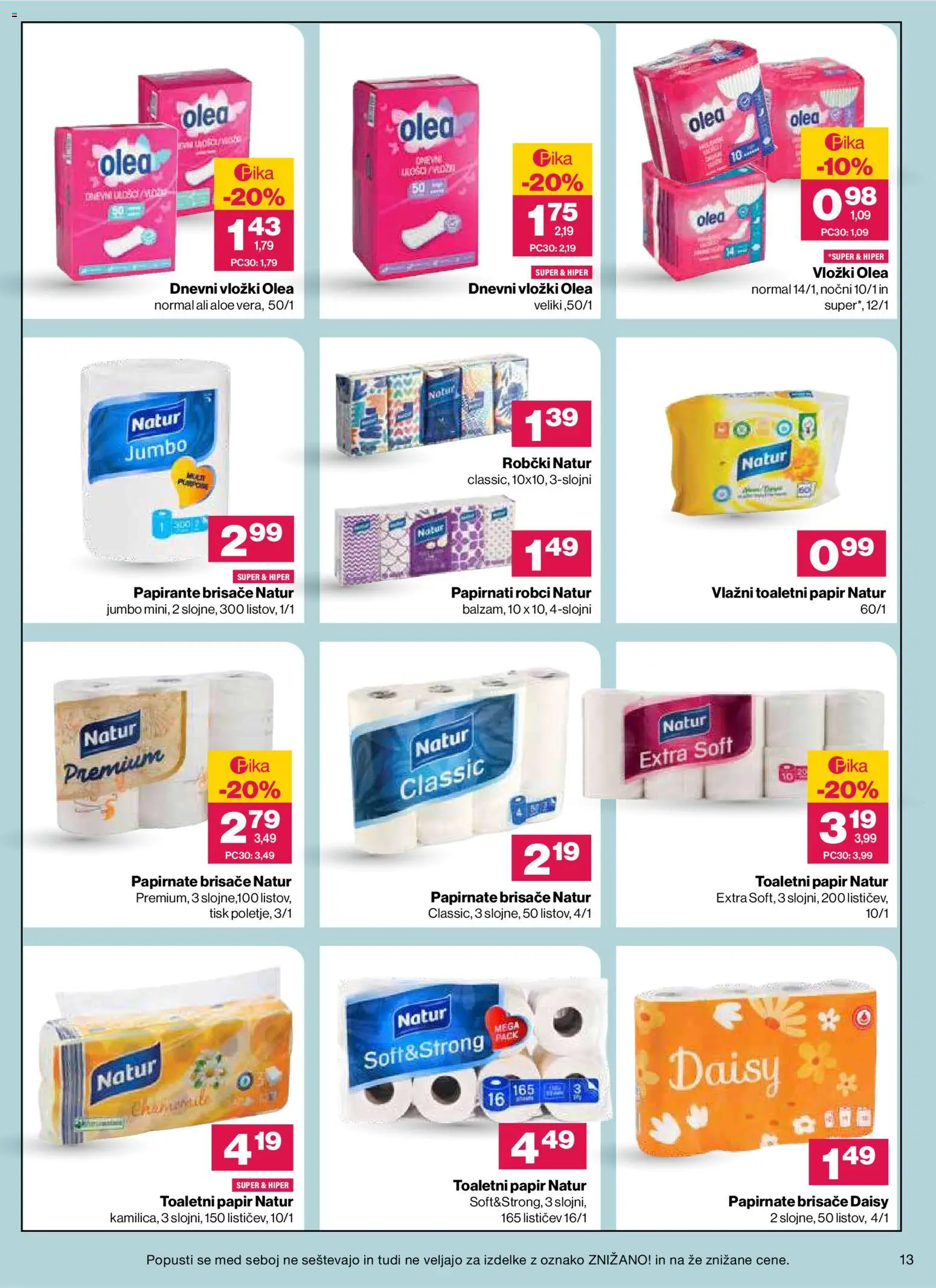 Novi Mercator katalog ponudbe – veljaven od 26.08.2026 | Stran: 13 | Izdelki: Med, Papirnate brisače, Vložki, Robčki