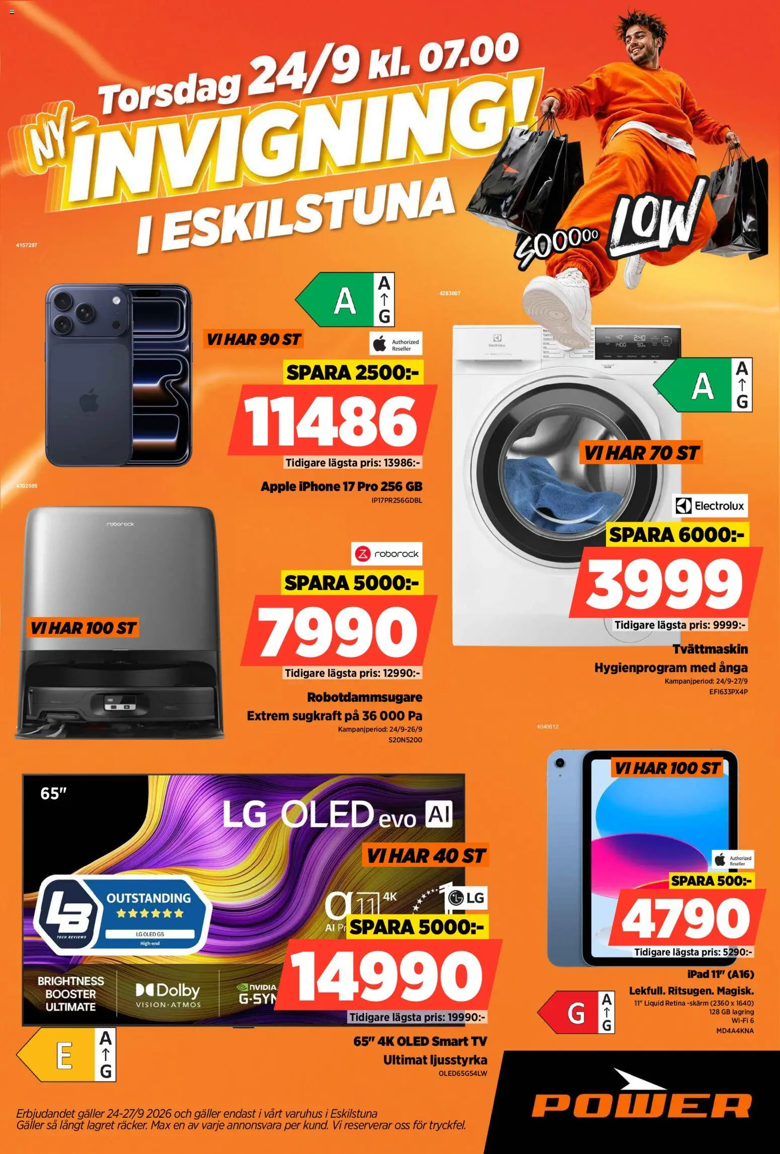 Power reklamblad aktuell från 24/09/2026 | Sida: 1 | Produkter: Äpple, Tv, Wifi, Tvättmaskin