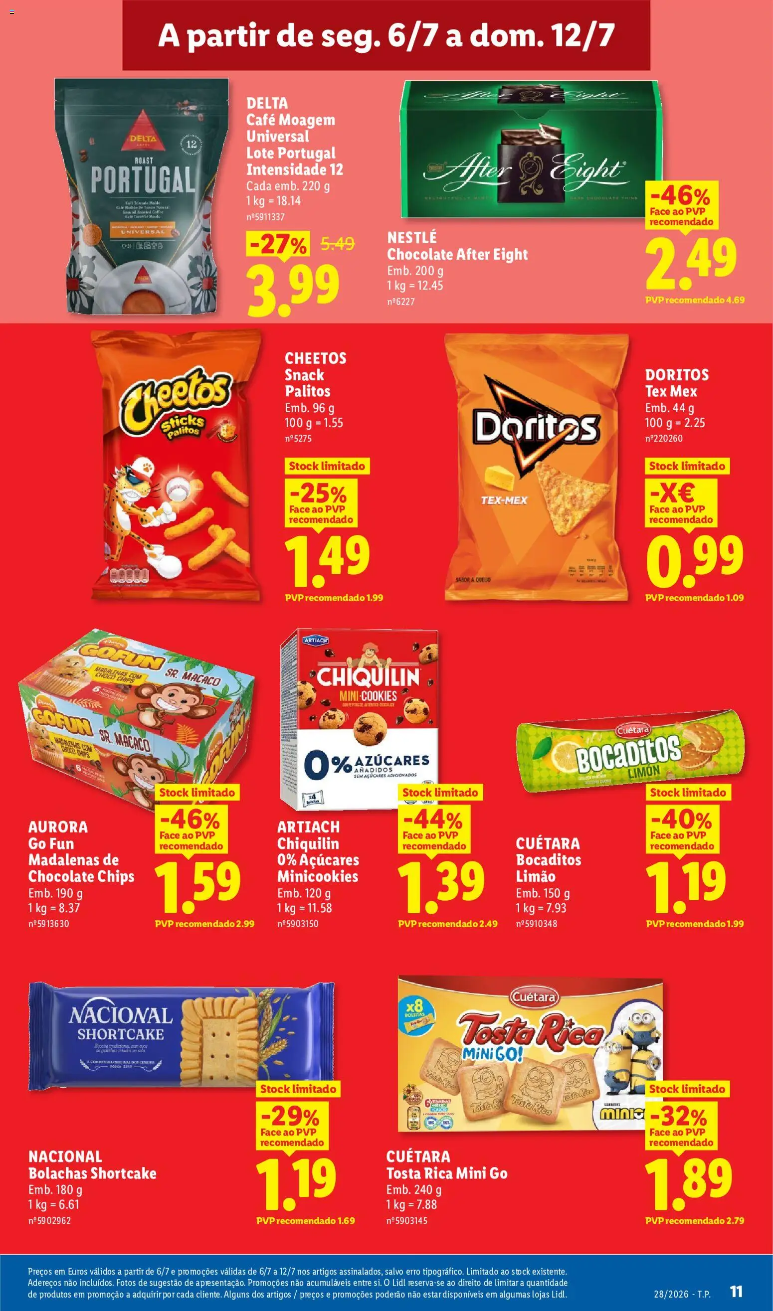 Lidl folheto │ válido de 06/07/2026 | Página: 11 | Produtos: Bolachas, Tostas, Café, Milho