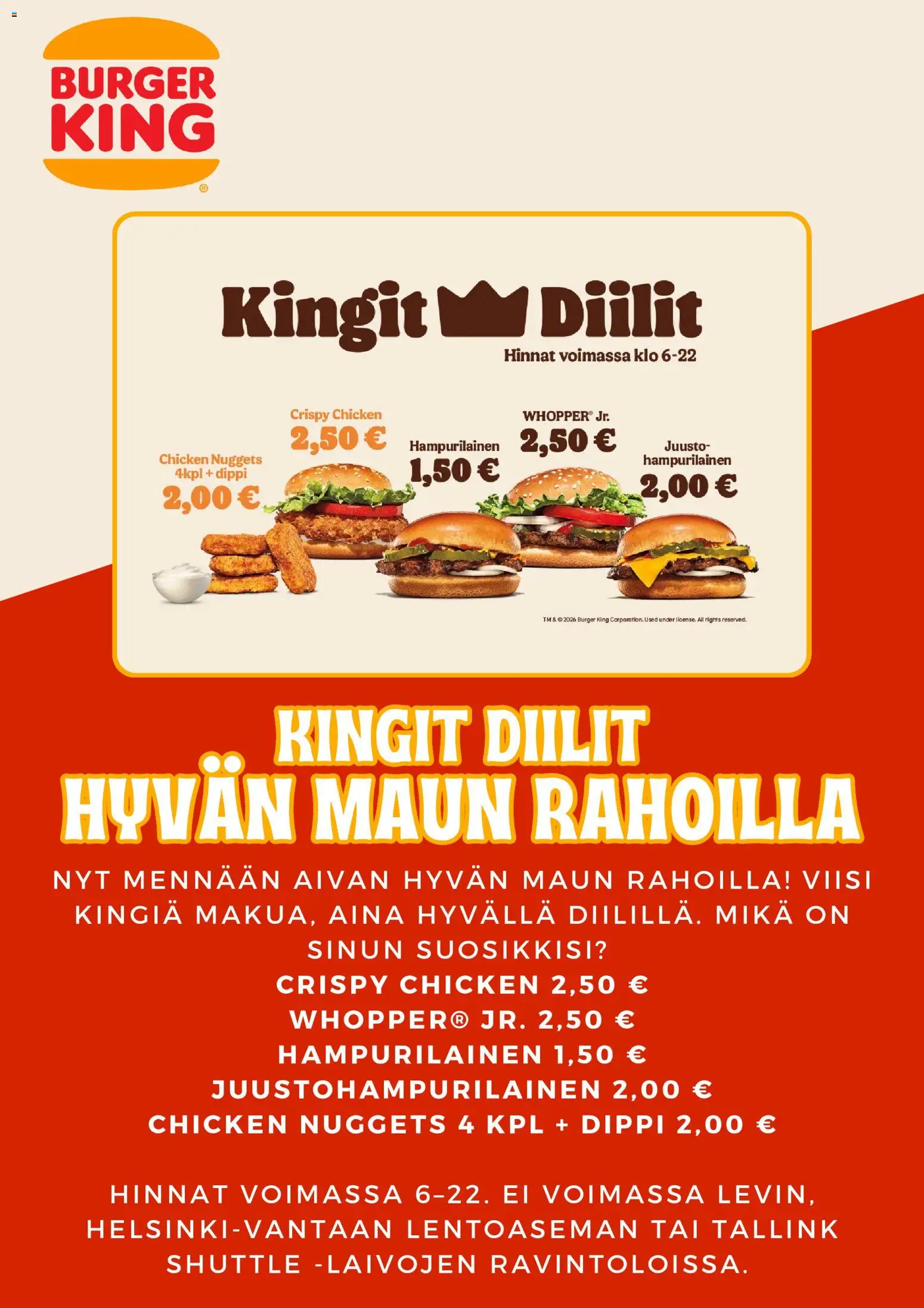Burger King tarjoukset – voimassa 10.05.2026 alkaen | Sivu: 2 | Tuotteet: Juusto, Hampurilainen