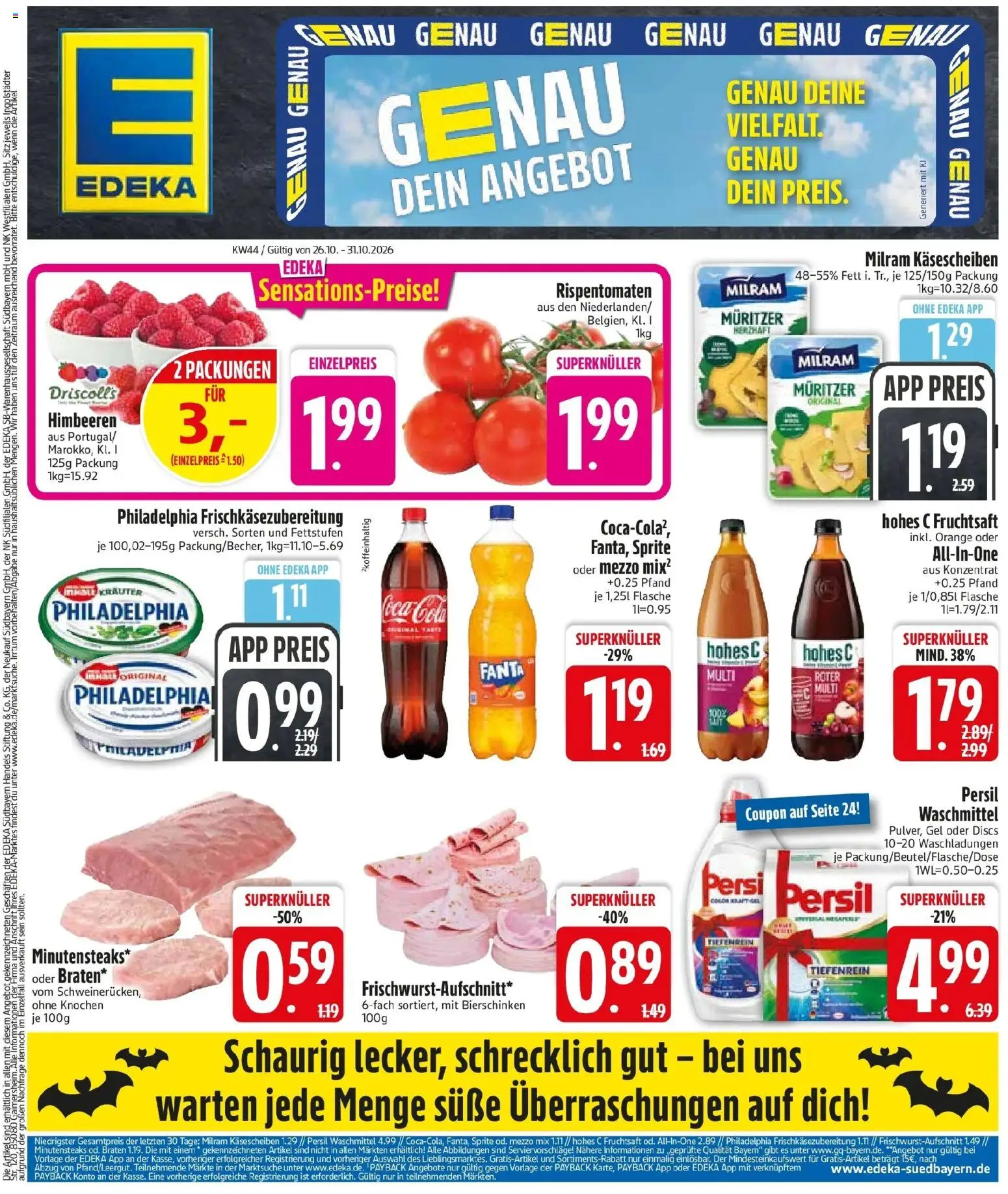 Edeka Prospekt Obergünzburg (ab 26.10.2026) » Angebote Online | Seite: 3 | Produkte: Himbeeren, Mezzo mix, Waschmittel, Milram