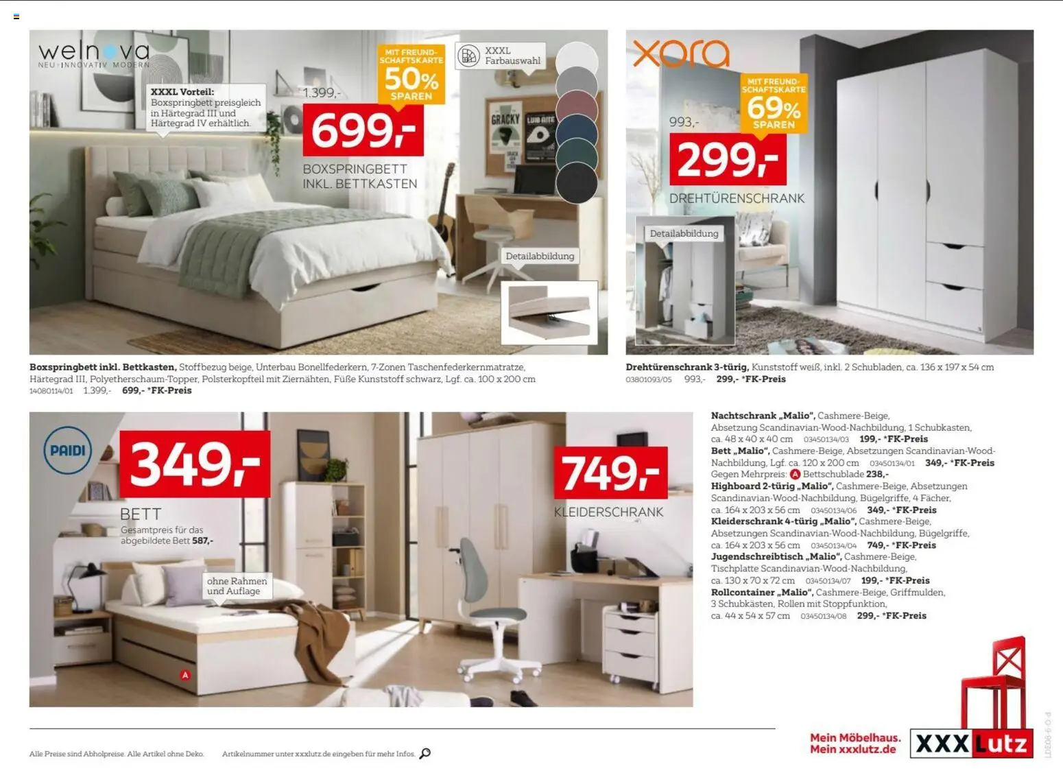XXXLutz Nr. 1 beim Preis – gültig ab 15.08.2026 | Seite: 15 | Produkte: HIghboard, Bett, Drehtürenschrank, Rollcontainer