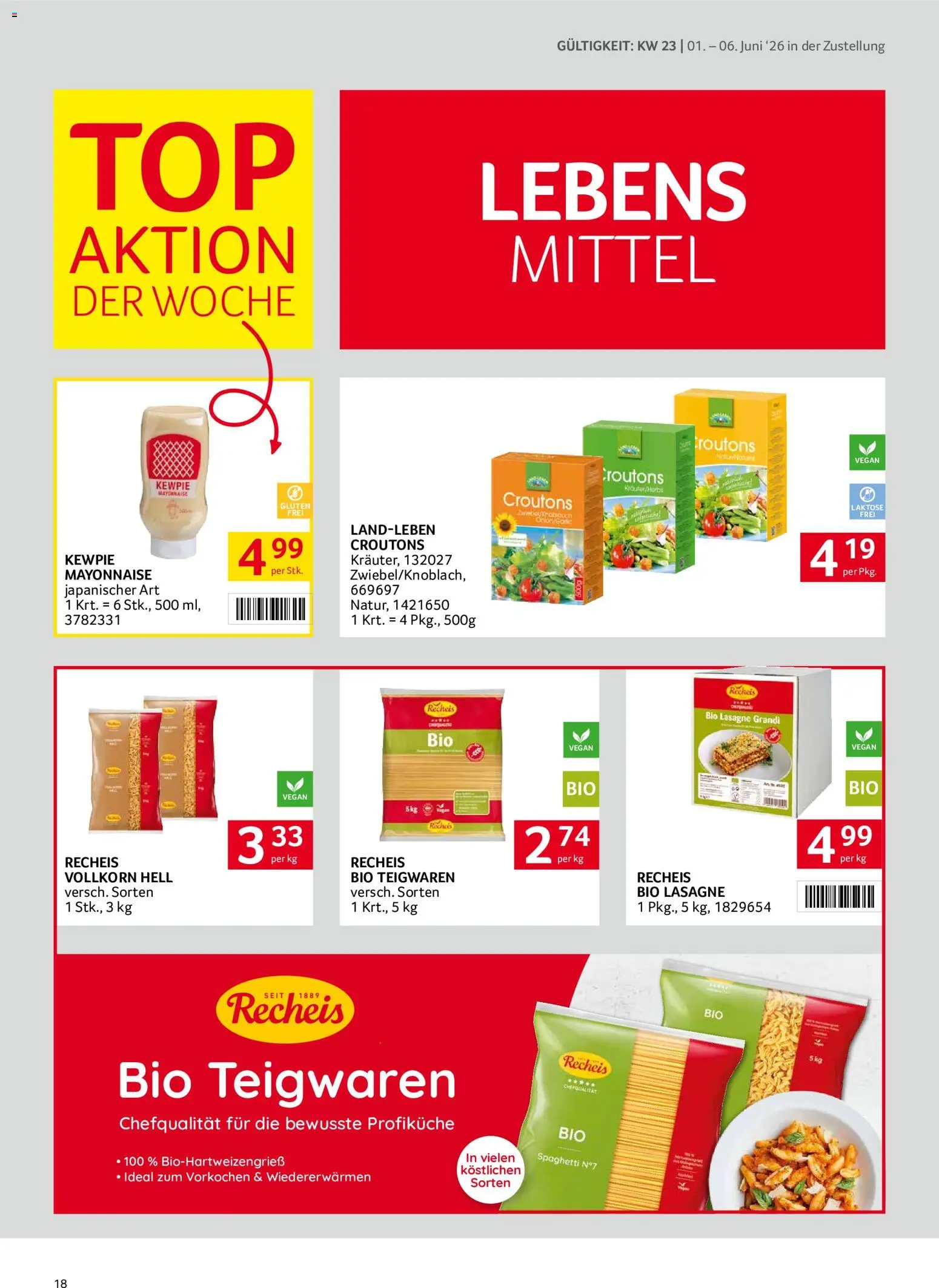 Transgourmet Zustellaktion gültig ab 01.06.2026 | Seite: 18 | Produkte: Mayonnaise, Hajdina liszt
