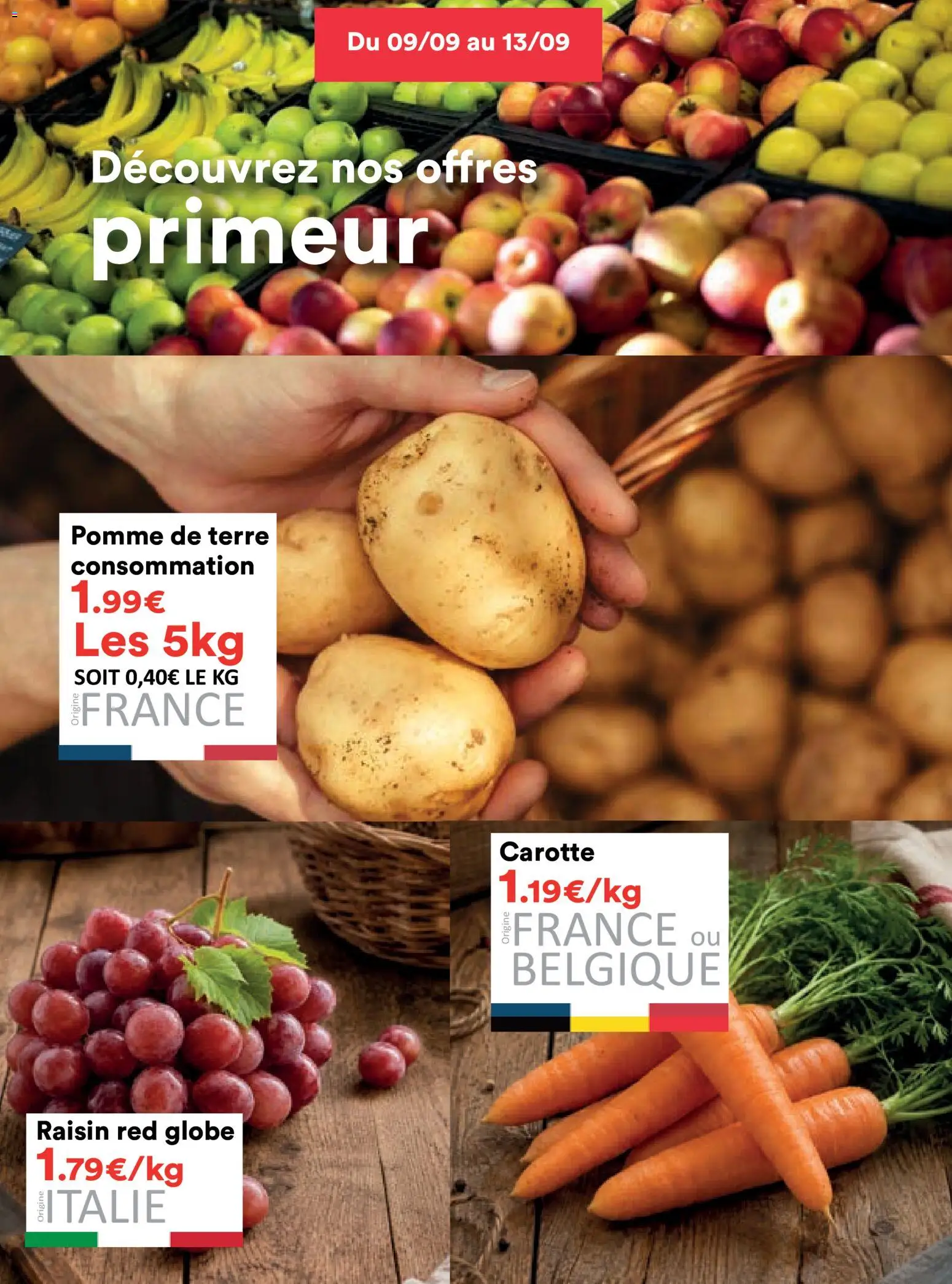 {H1} | Page: 3 | Produits: Pomme, Raisin, Pomme de terre, Carotte