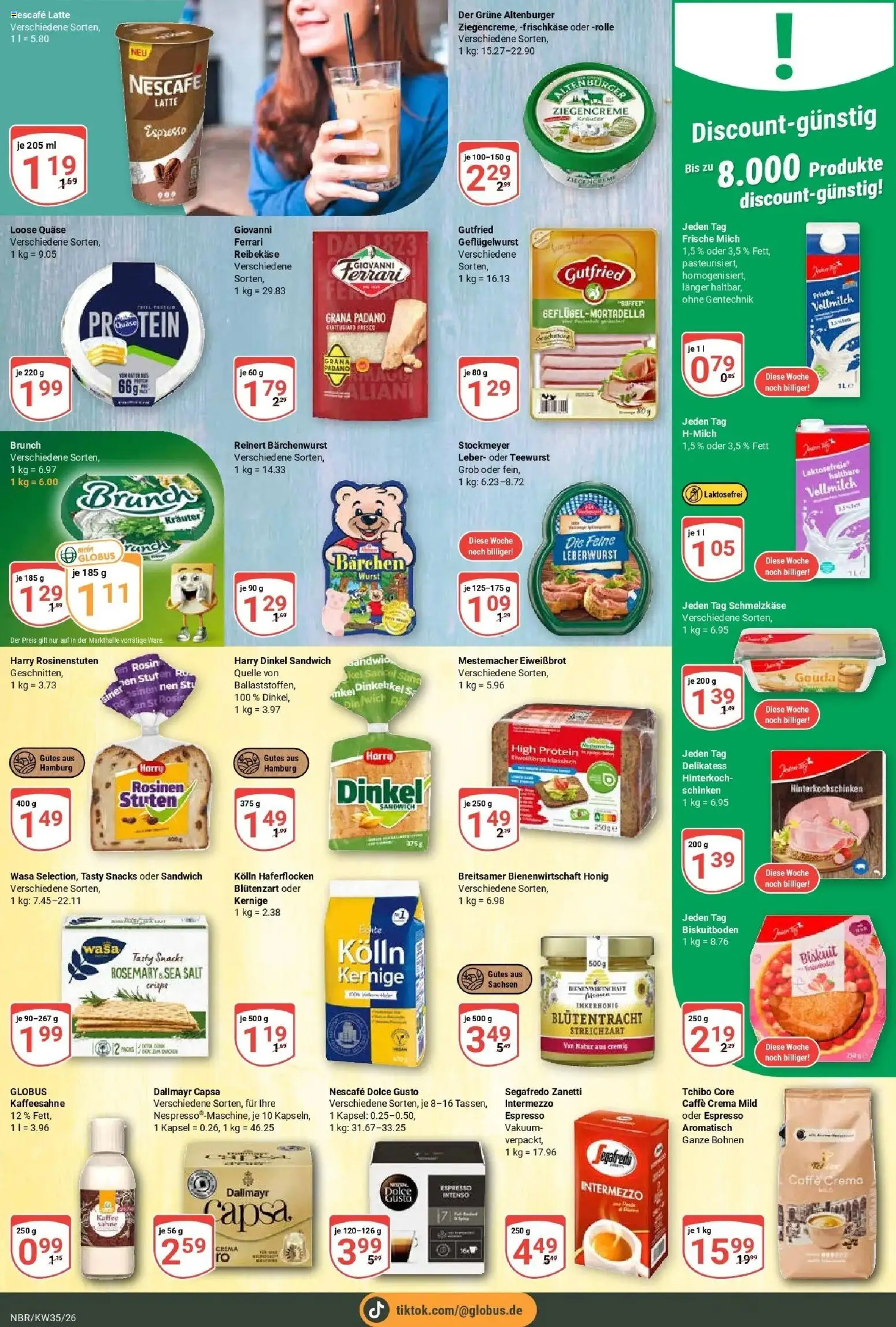 Globus Prospekt Neubrandenburg (ab 24.08.2026) » Angebote online | Seite: 13 | Produkte: Kolln haferflocken, Kaffee, Reibekase, Dallmayr capsa