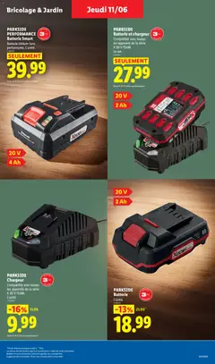 LIDL - Prévisualisation de PARKSIDE PERFORMANCE Batterie Smart, Batterie lithium-ions performante. L'unité. 20 V 4 Ah. valide à partir de 11.06.2026 | Page: 35 | Produits: Batterie