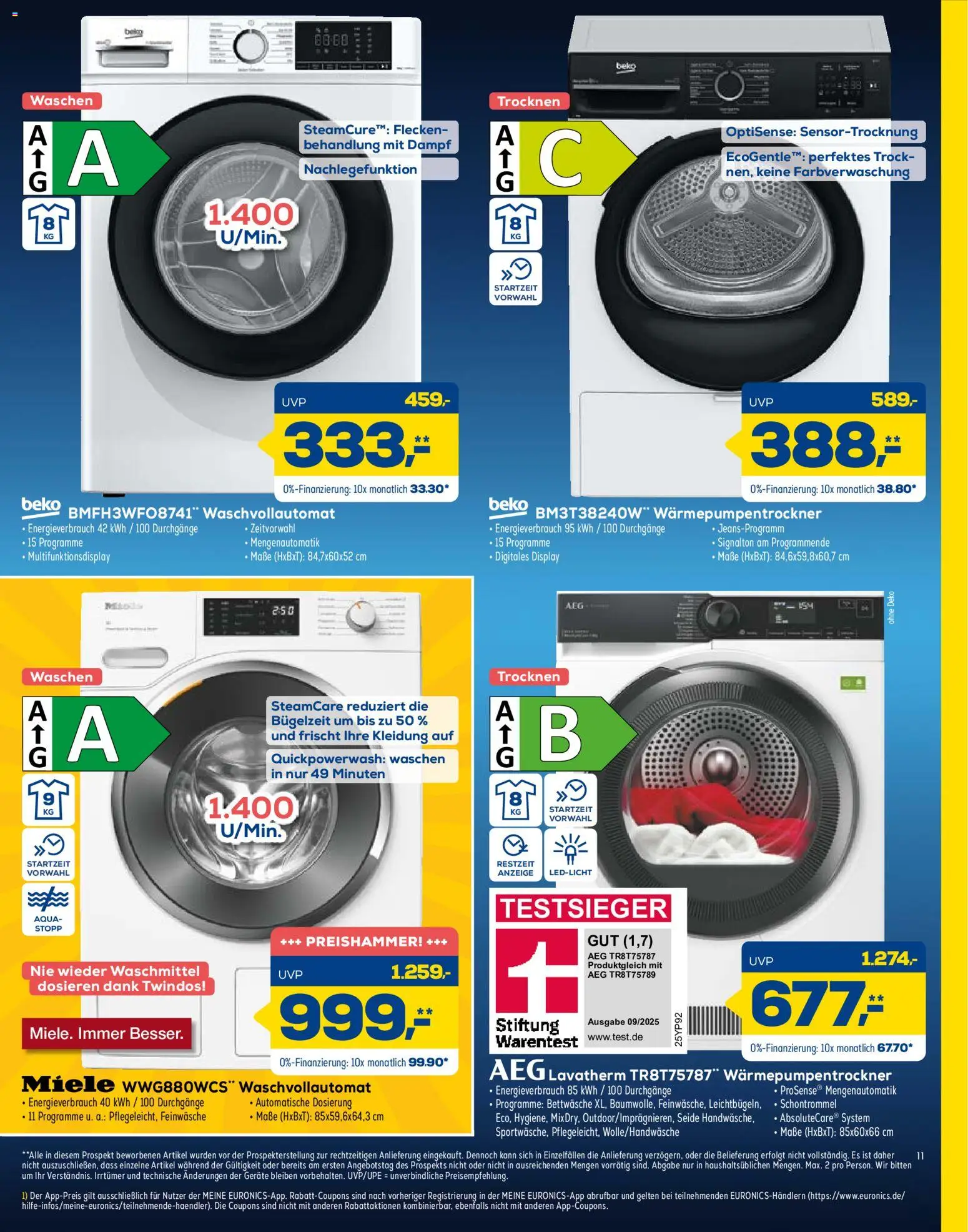 Euronics Prospekt – gültig ab 30.05.2026 | Seite: 11 | Produkte: Miele, AEG, Bettwäsche, Waschmittel