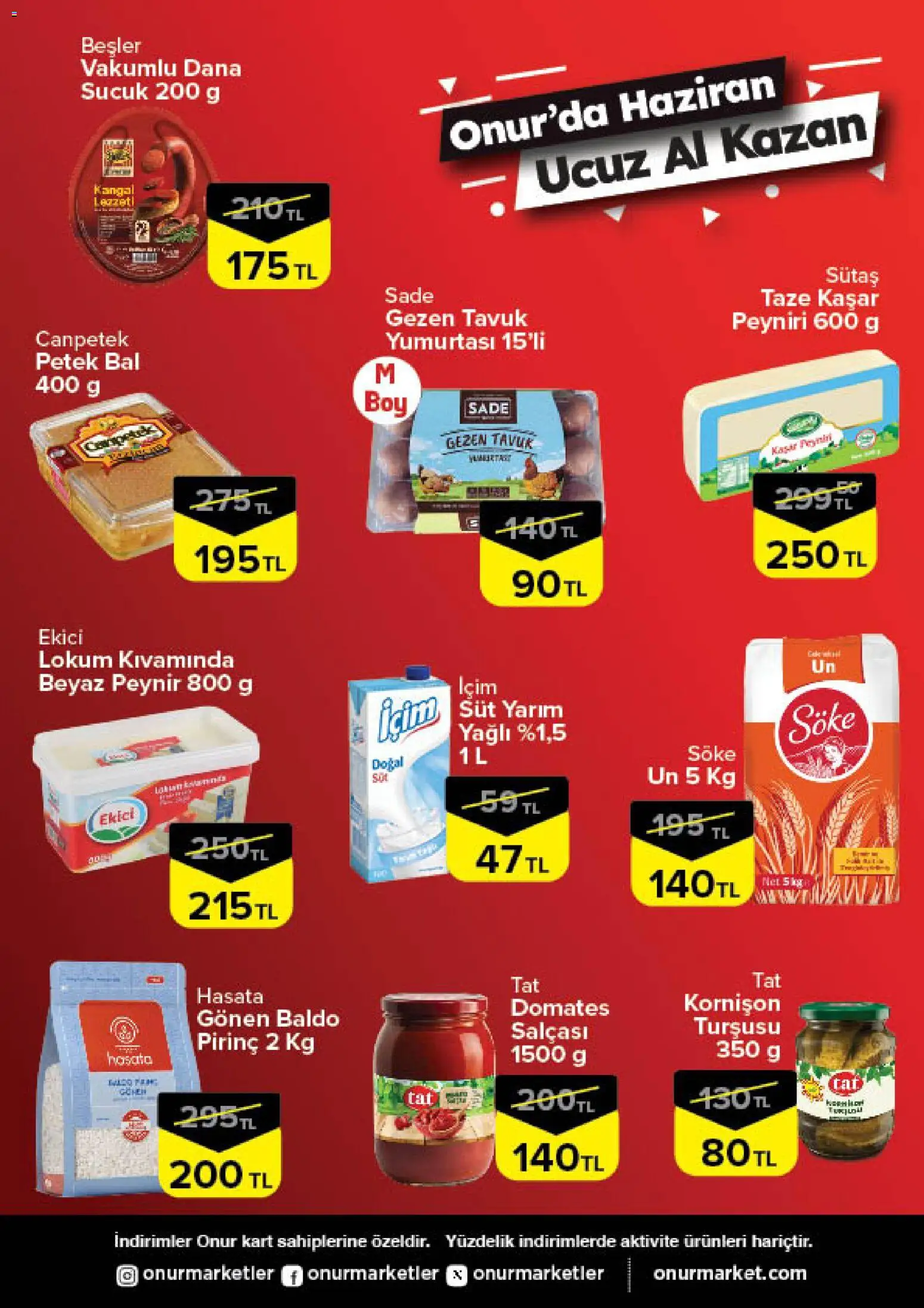 Onur Market - Onur'da Haziran Ucuz Al Kazan - 04.06.2026 tarihinden itibaren geçerlidir | Sayfa: 2 | Ürünler: Süt, Peynir, Ekici, Pirinç