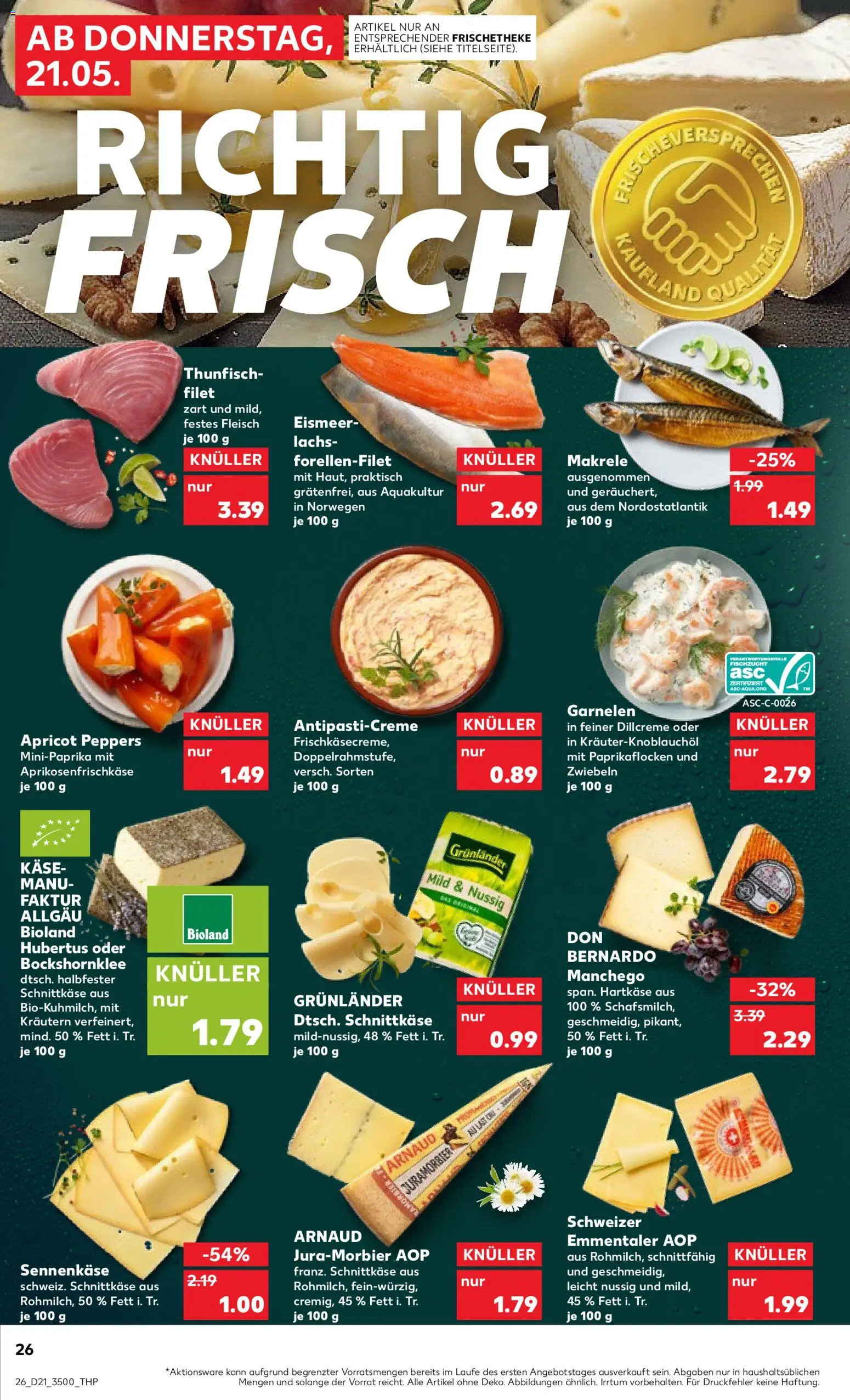 Kaufland Prospekt Jena	 – gültig ab 21.05.2026 | Seite: 26 | Produkte: Käse, Thunfisch, Grunlander, Fleisch