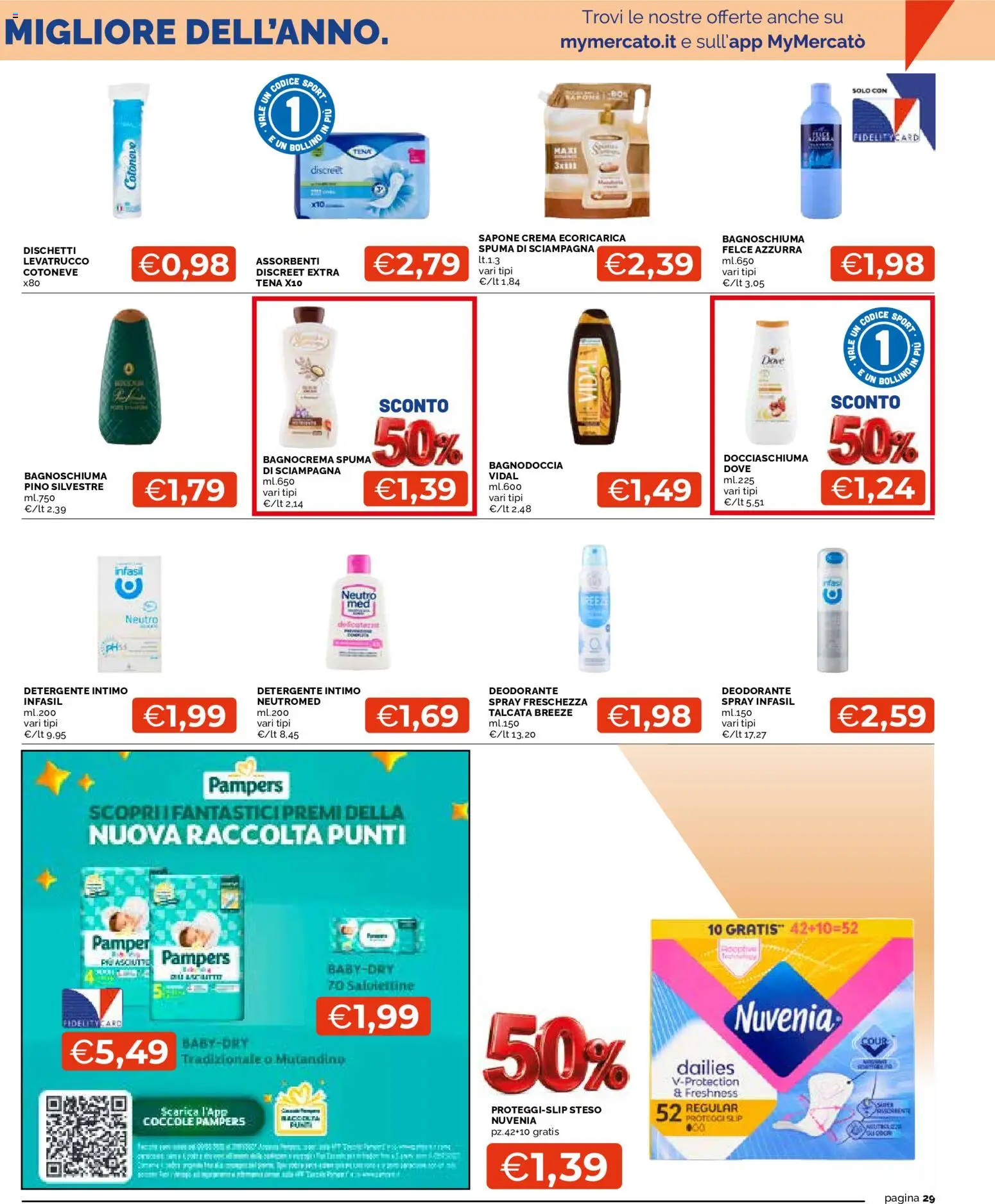 Volantino Mercatò del 03/09/2026 | Pagina: 29 | Prodotti: Bagnoschiuma, Detergente, Intimo, Slip