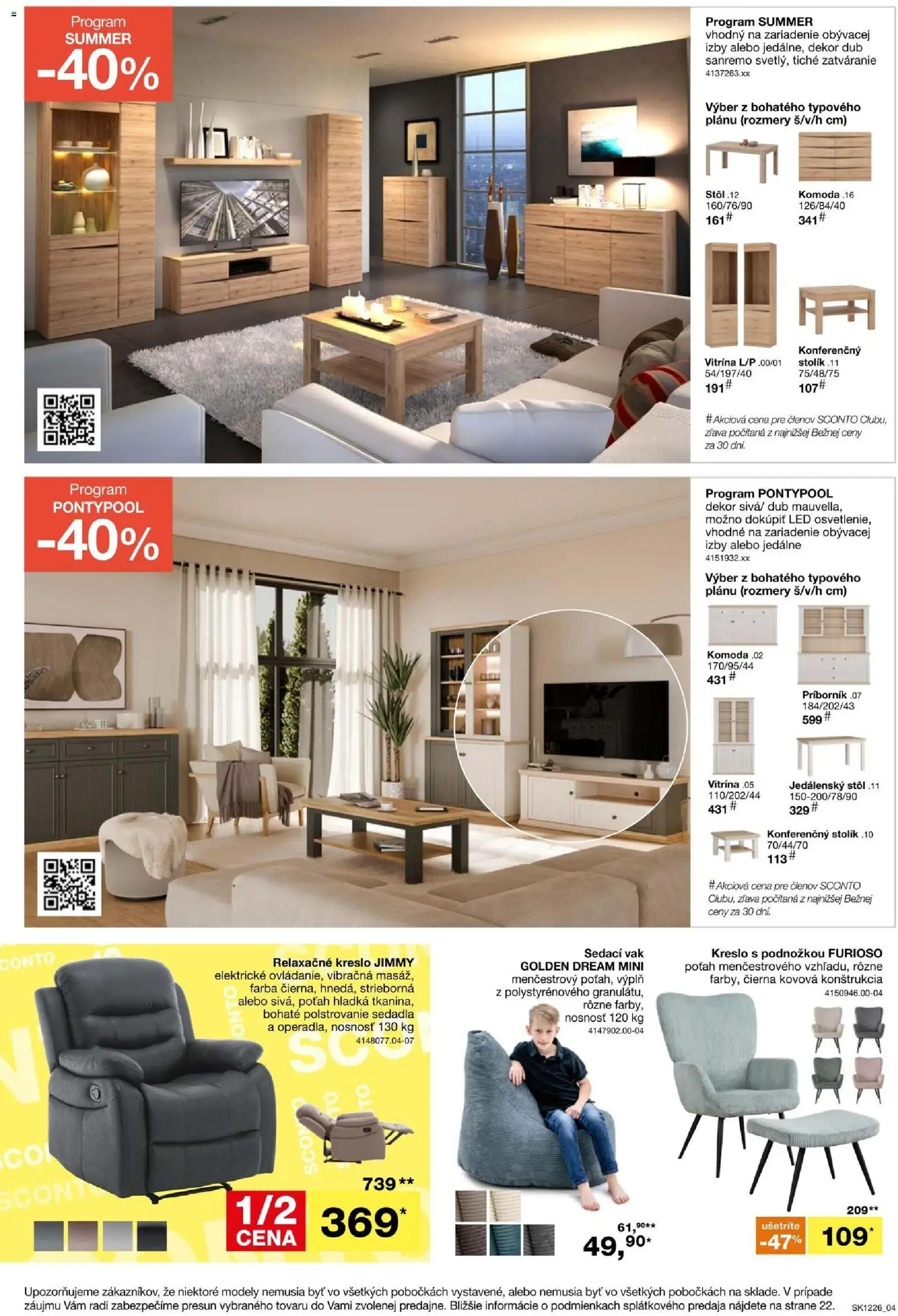Nové Sconto nábytok akcie – leták je platný od 23.09.2026 | Strana: 4 | Produkty: Jedálenský stôl, Stôl, Sedací vak, Relaxačné kreslo