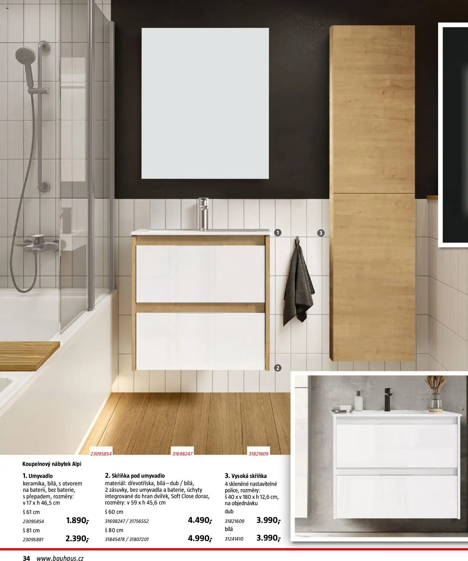 Katalog Sanita od 29.09.2026 | Strana: 34 | Produkty: Skříňka pod umyvadlo, Nábytek, Skříňka, Umyvadlo