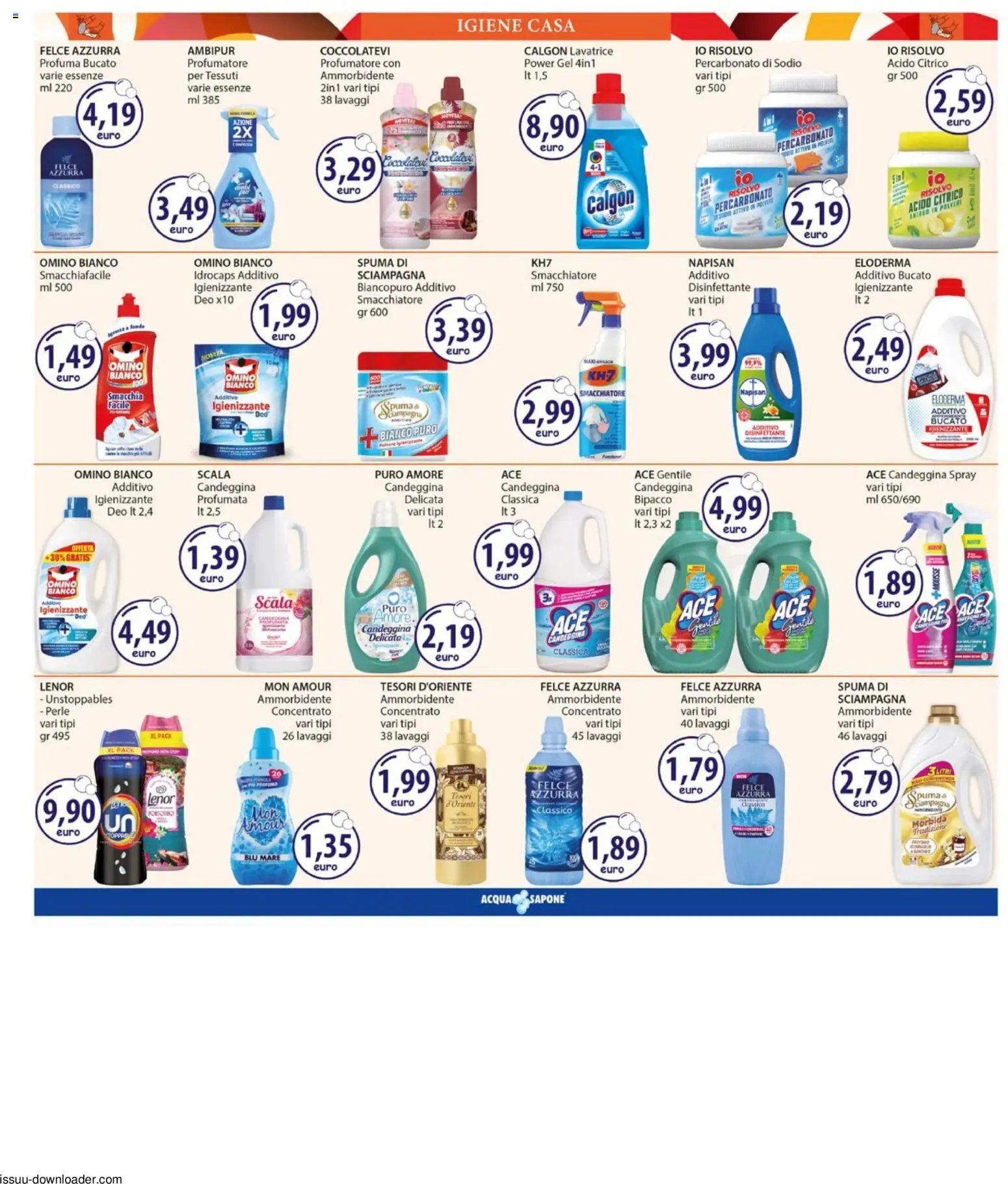 Volantino Acqua e Sapone del 15.06.2026 | Pagina: 19 | Prodotti: Ammorbidente, Candeggina, Lavatrice, Scala
