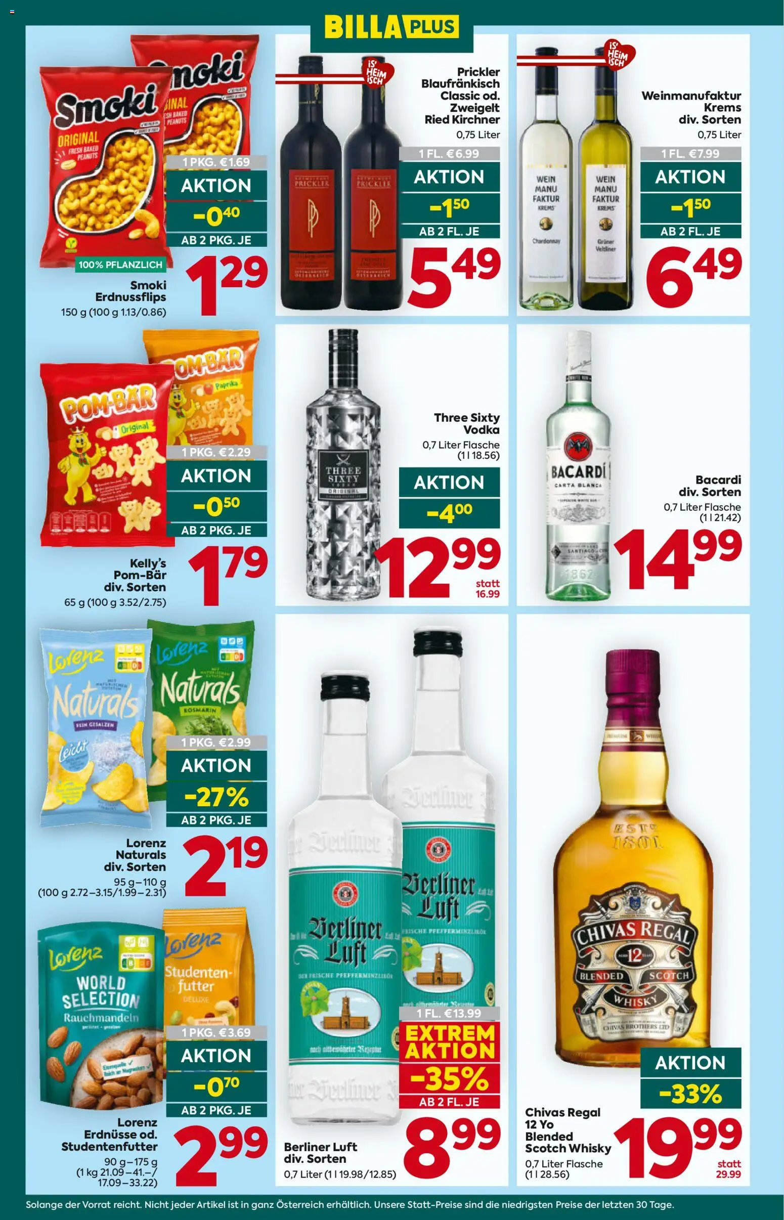 Billa Plus Flugblatt gültig ab 20.08.2026 | Seite: 14 | Produkte: Erdnüsse, Regal, Wein