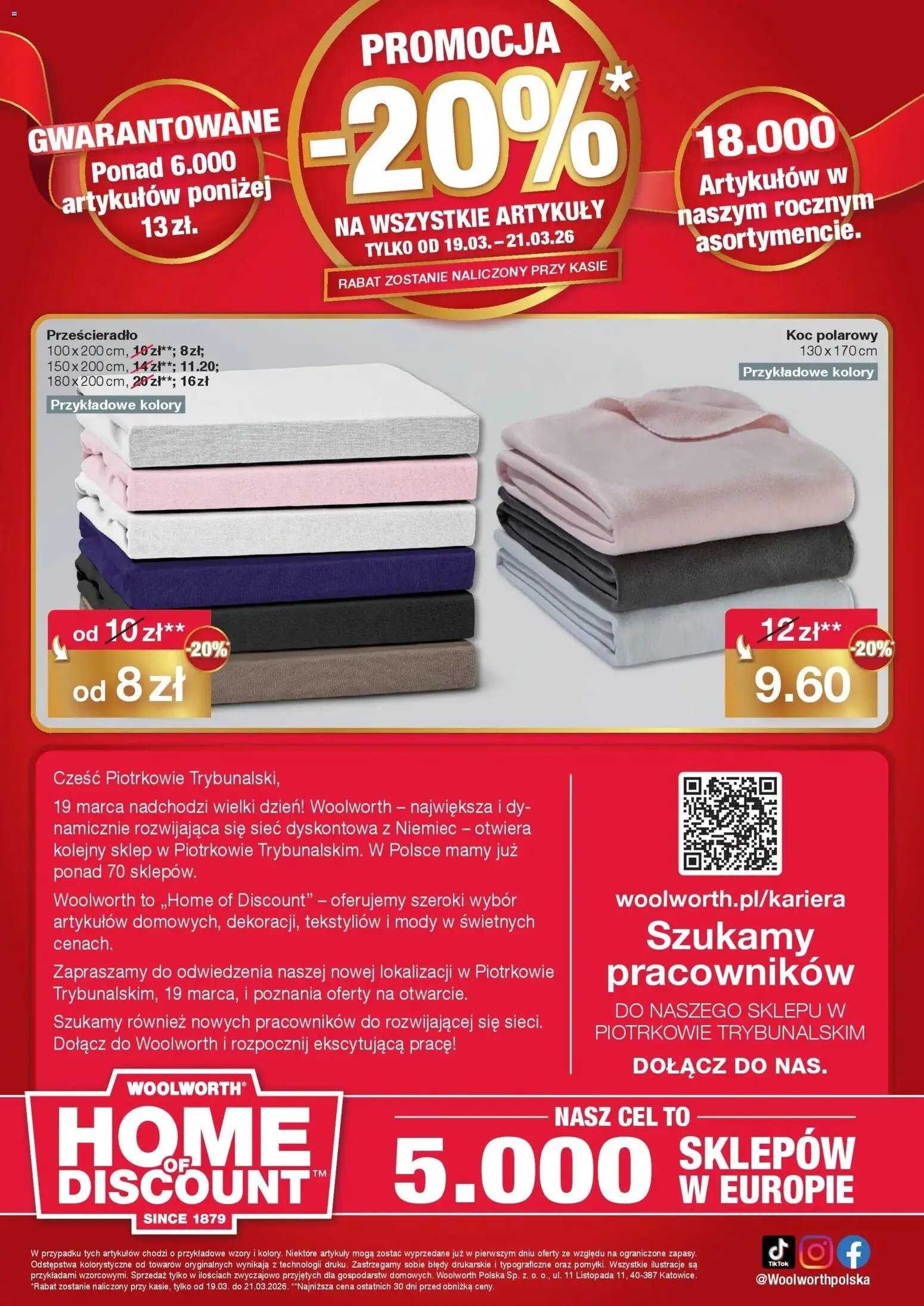 Woolworth gazetka - Już w Piotrków Trybunalski od 19.03.2026 | Strona: 10 | Produkty: Koc