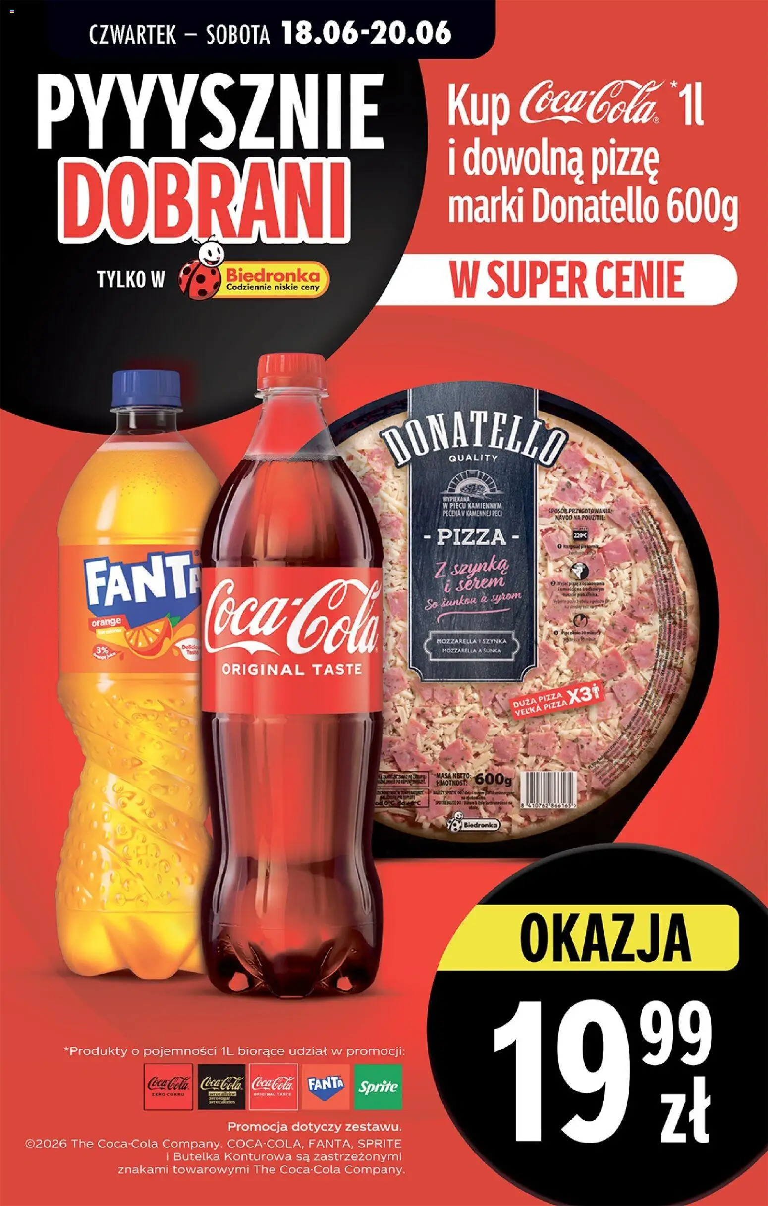 Biedronka gazetka od czwartku od 18.06.2026 | Strona: 69 | Produkty: Sprite, Szynka, Pizza, Mozzarella