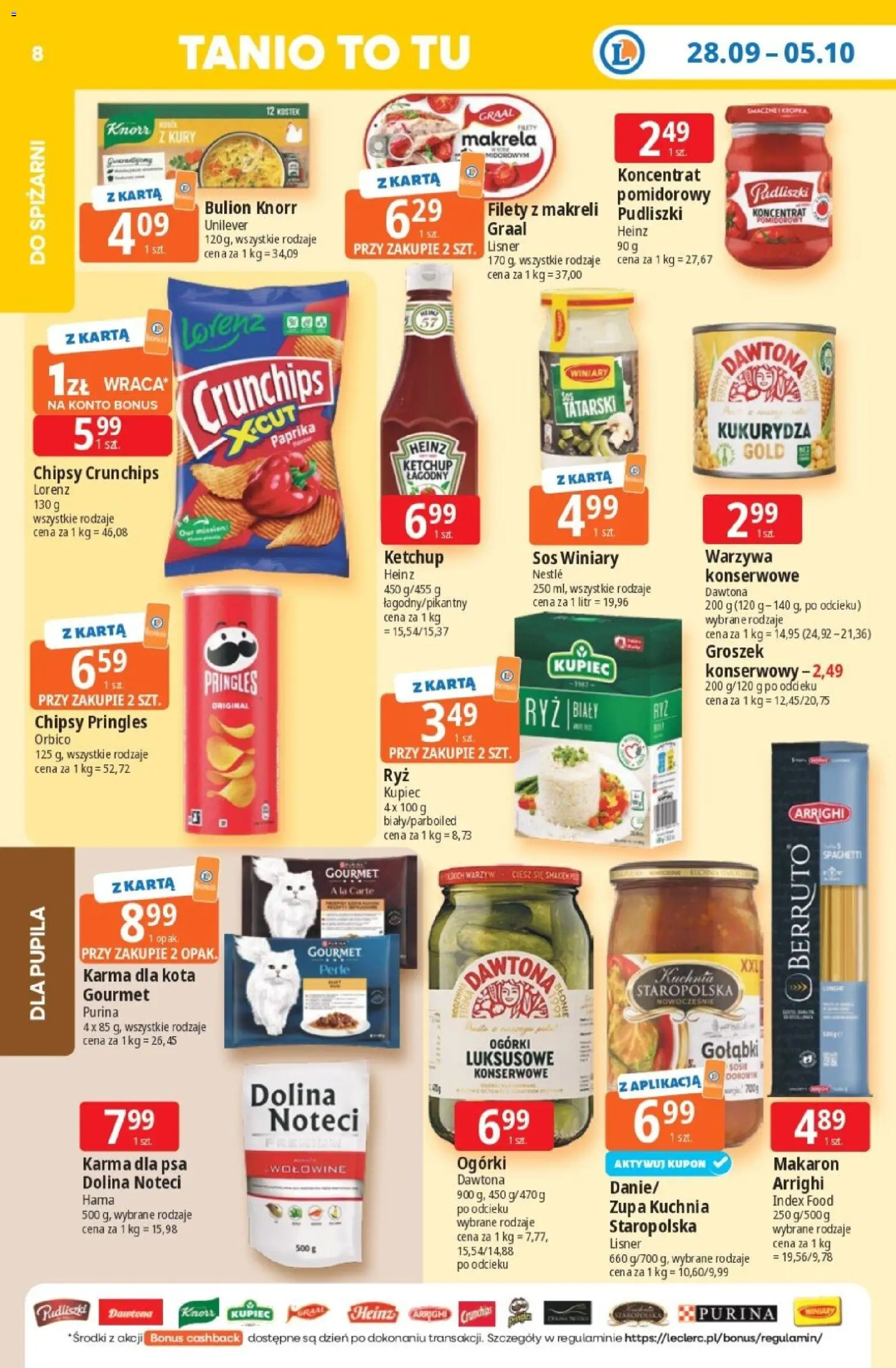E.Leclerc gazetka - Tanio To Tu od 28.09.2026 | Strona: 8 | Produkty: Chipsy, Koncentrat pomidorowy, Zupa, Pringles
