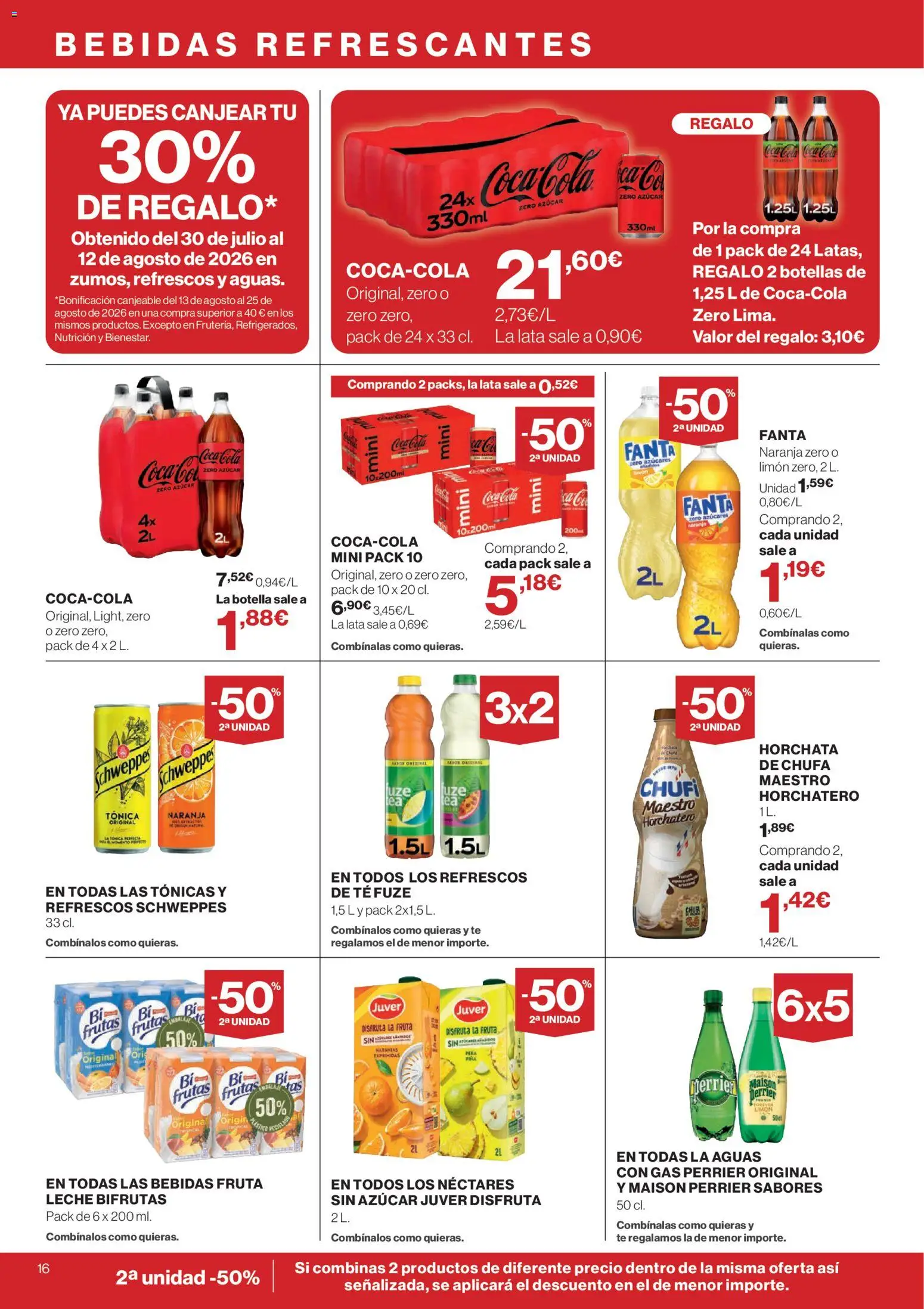 El Corte Inglés ofertas │ válido desde el 13/08/2026 | Página: 16 | Productos: Leche, Fanta, Naranjas, Té