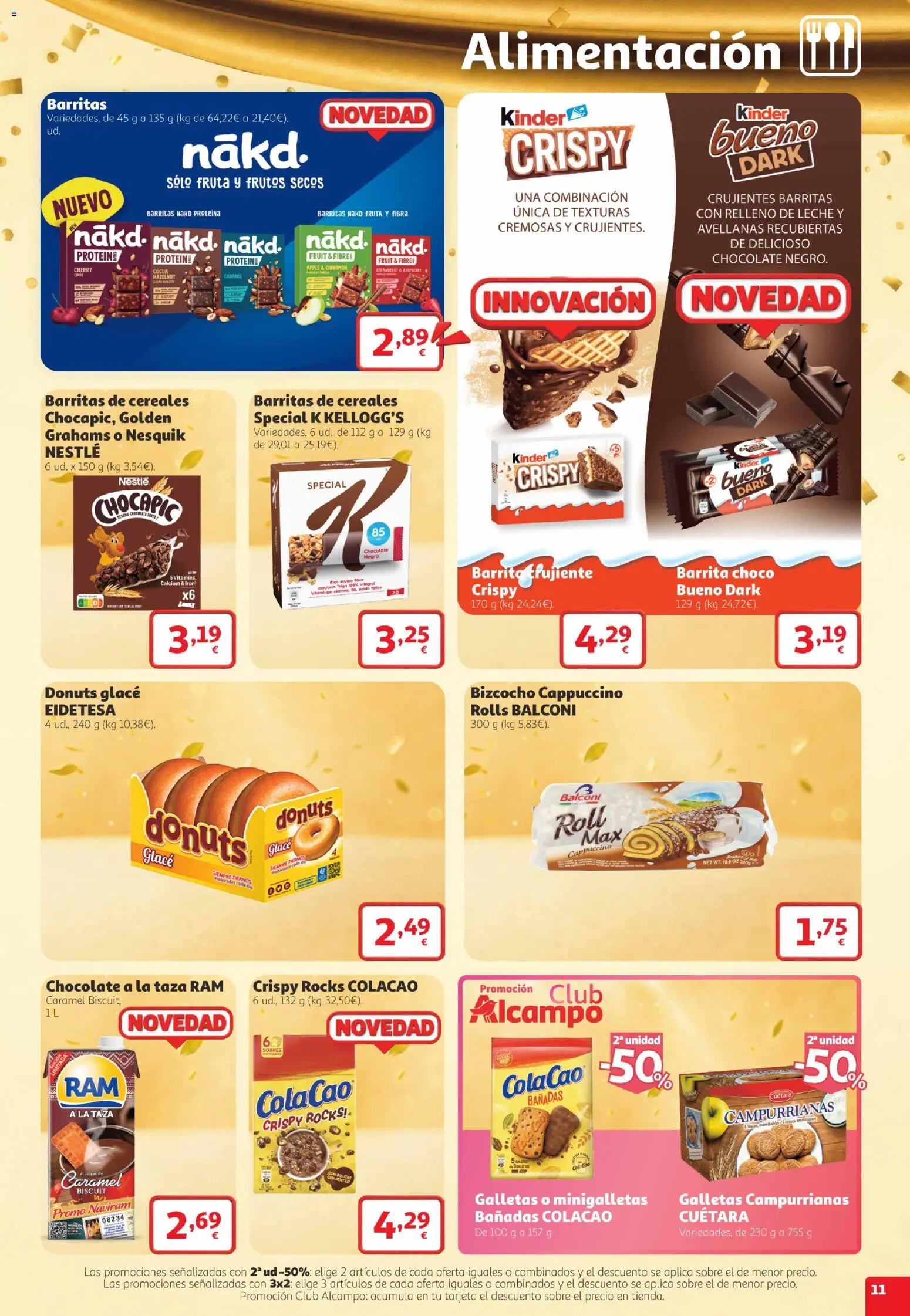 Alcampo folleto Telde │ válido desde el 22/10/2026 | Página: 11 | Productos: Proteína, Cereales, Frutos secos, Galletas