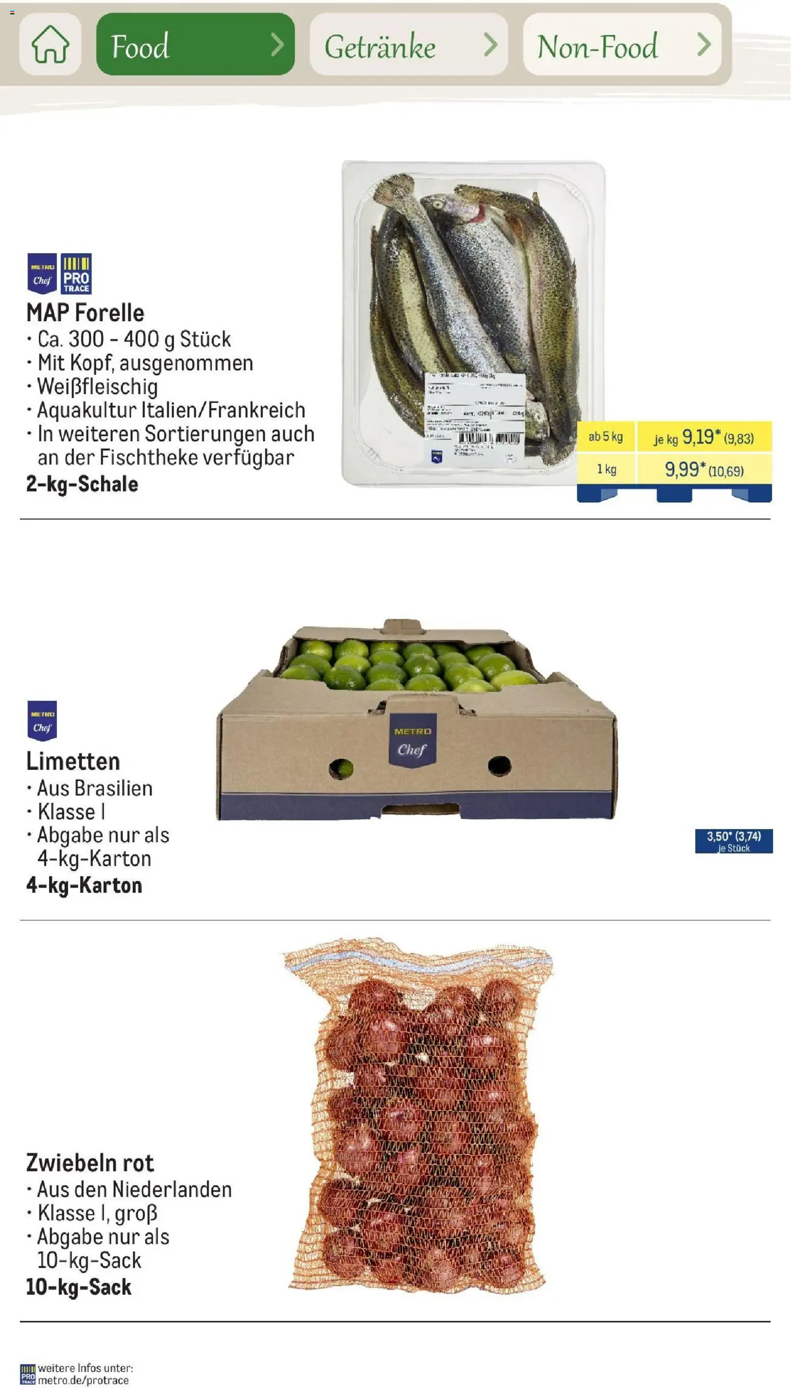 Metro Saisonkatalog Outdoor Dining – gültig ab 01.06.2026 | Seite: 20 | Produkte: Limetten, Zwiebeln