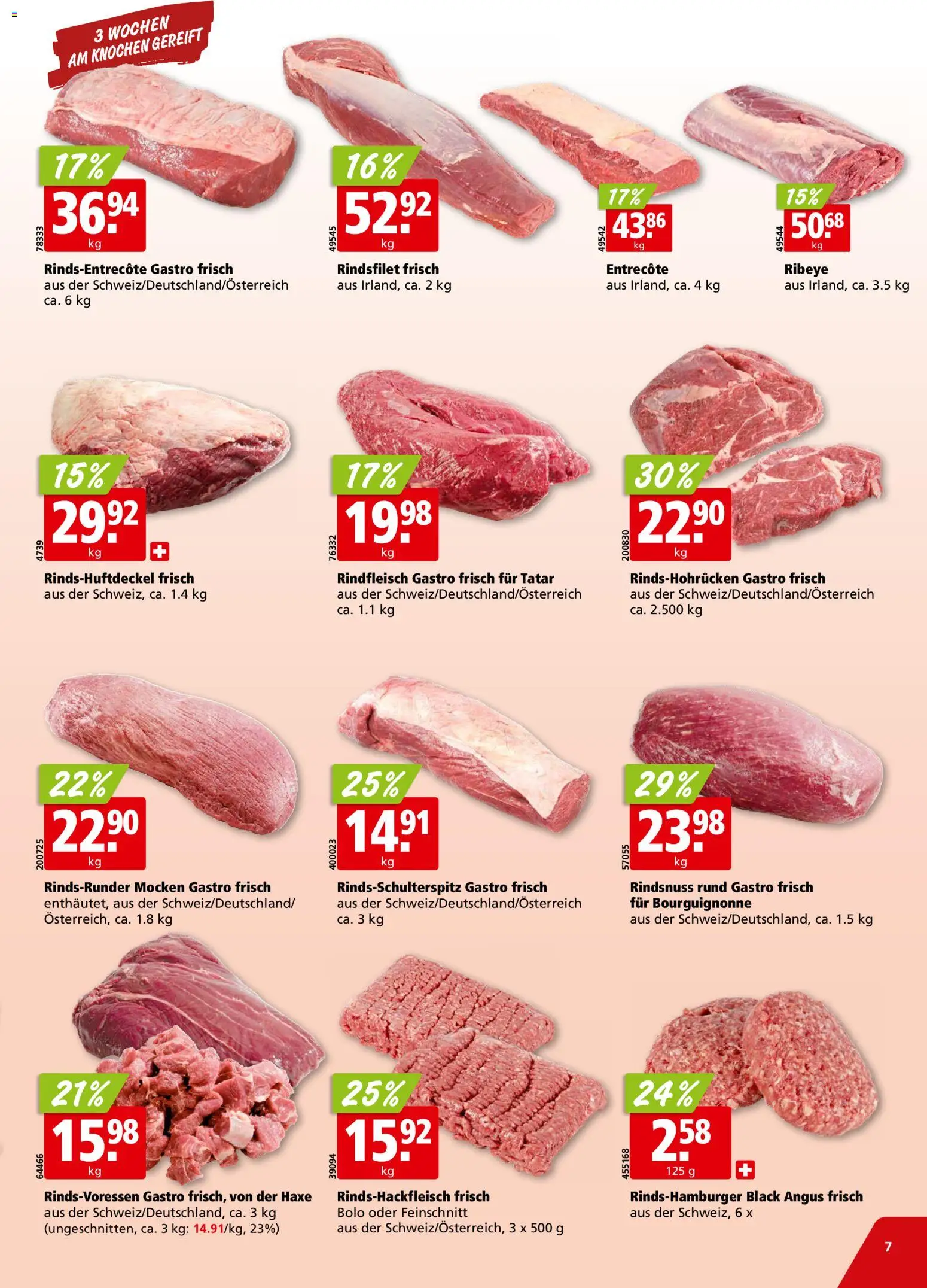 Aligro aktionen Chavannes, Matran, Genf, Sitten – gültig ab 14.09.2026 | Seite: 7 | Produkte: Rindfleisch