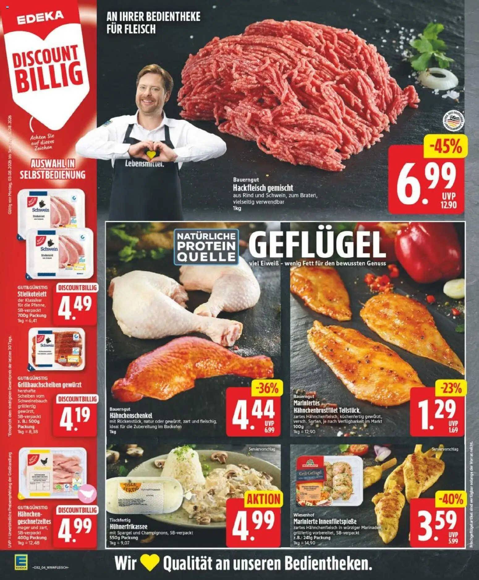 Edeka Prospekt Hannover – gültig ab 03.08.2026 | Seite: 4 | Produkte: Hahnchen, Hahnchenschenkel, Bauerngut, Backofen